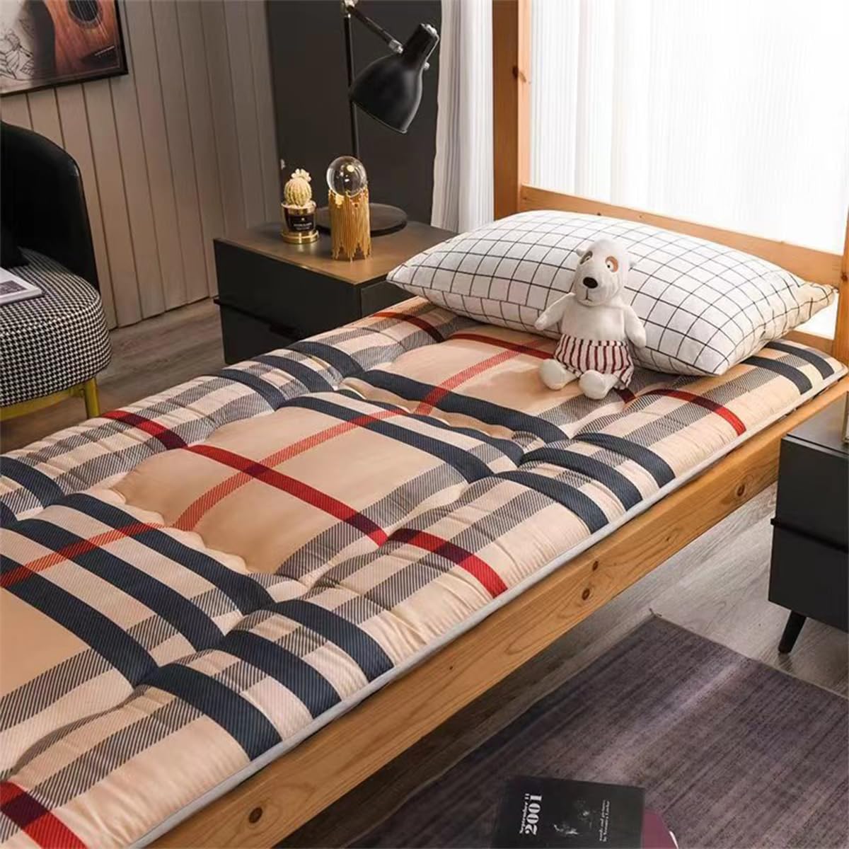 Tatami Japanse opvouwbare matras camping oprolbare matras futon vloermat gewatteerde mat slaapmat gastmatras Voeg pluche toe(D,120x200cm