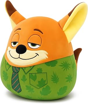 Orange Fox Plush - Wearing a Tropical Shirt and Tie, Cute Cartoon Fox Plush Animal, Soft Cuddly Pillow - Perfect for Kids and Animal Lovers Yellow