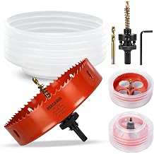 159mm | 6-1/4 Inch HSS M42 with 8% Cobalt Bi-Metal Hole Saw for Wood, Metal, Plastic, Drywall, PVC, Gypsum Board, Rubber Includes Dust Bowl Catcher, Arbor, 2 Pilot Drill Bits & Hex Key
