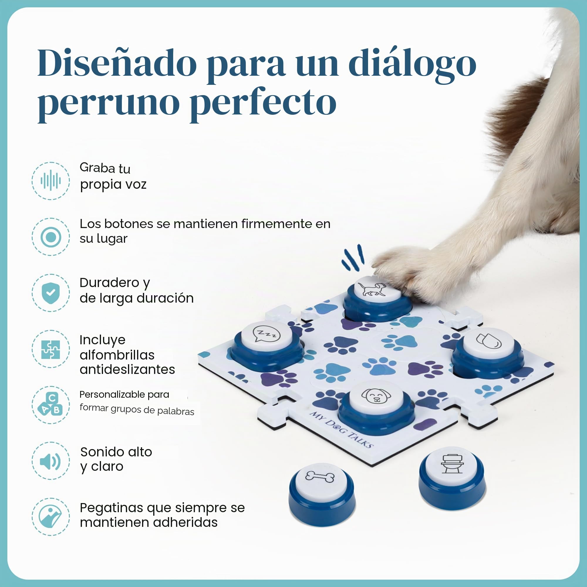 Dog and Cat Communication Training Buttons | MyDogTalks (12 Botones con 3 tapetes)