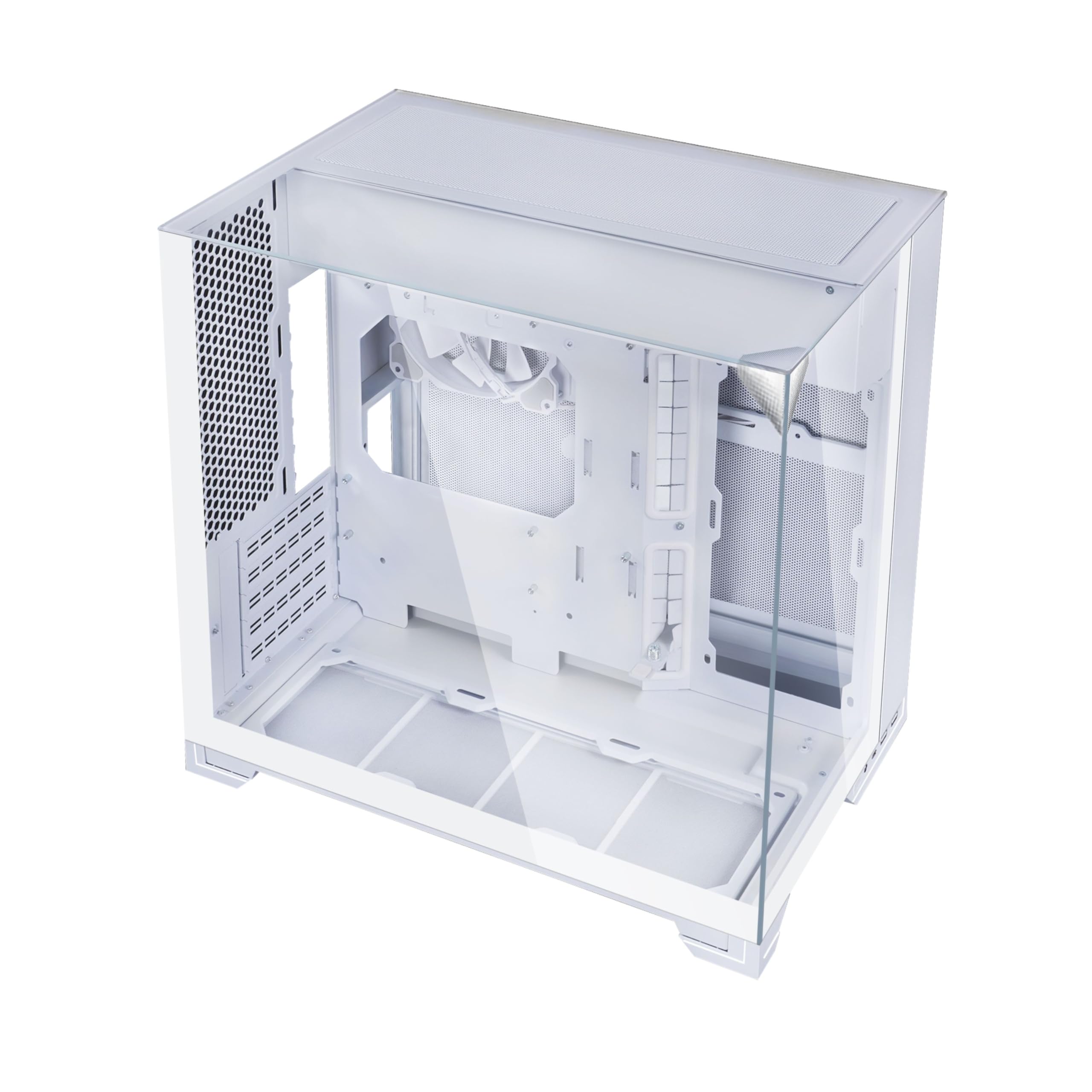 Lian Li O11 Vision-M - ATX Mid Tower PC Case w/ 140MM Fan - White (O11VMW) | Pre-installed 140mm Fan, Second Chamber AIO Design, Triple Tempered Glass Panels, Supports Up to 360mm AIO and ATX PSUs