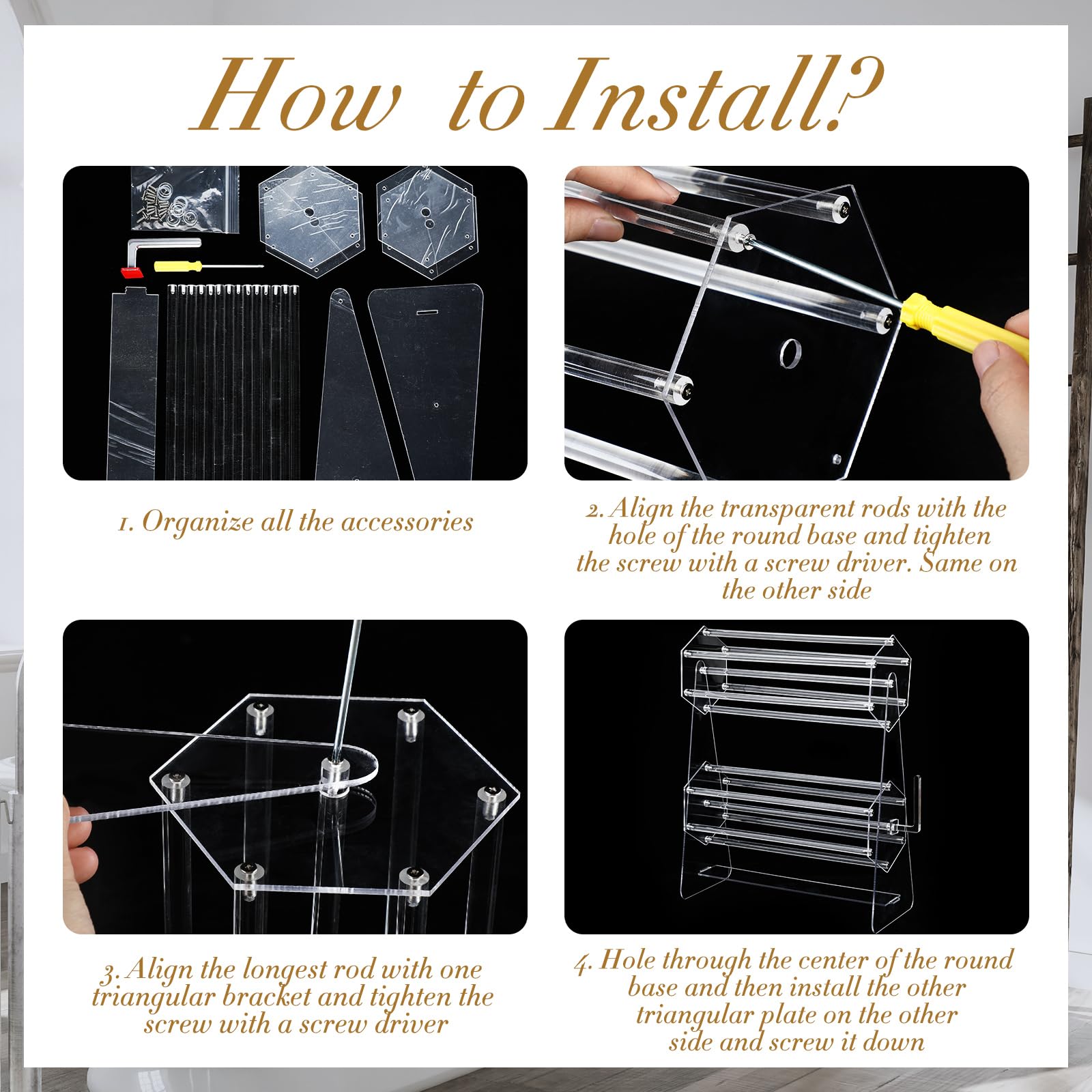 Hair Claw Clip Organizer Acrylic, Hair Clip Organiser 360-Degree Hair Clip Display Stand, Rotating Organiser Case, Hair Accessories Storage For Women And Girls Living Room, Shop, Bedroom - View #9