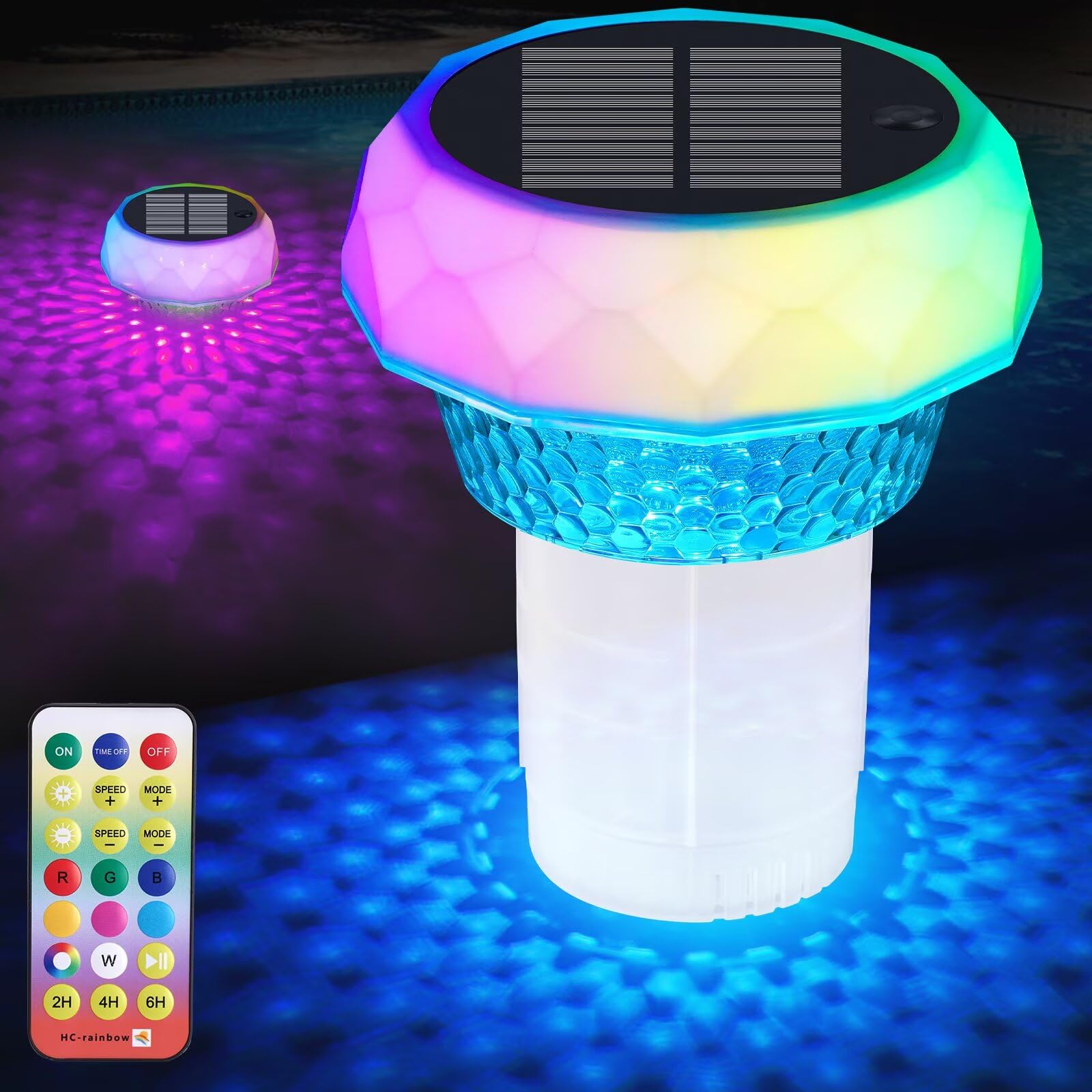 Distributeur flottant chlore piscine avec lampe solaire et capteur lumière