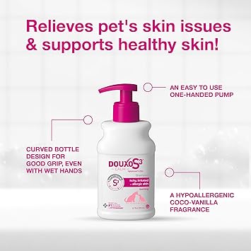 Douxo S3 Calm Dog Shampoo for Itchy Skin Relief, Dog Shampoo for Allergies and Itching, Soothes Itchy, Irritated or Allergic Skin For Dogs and Cats, 6.7 fl oz