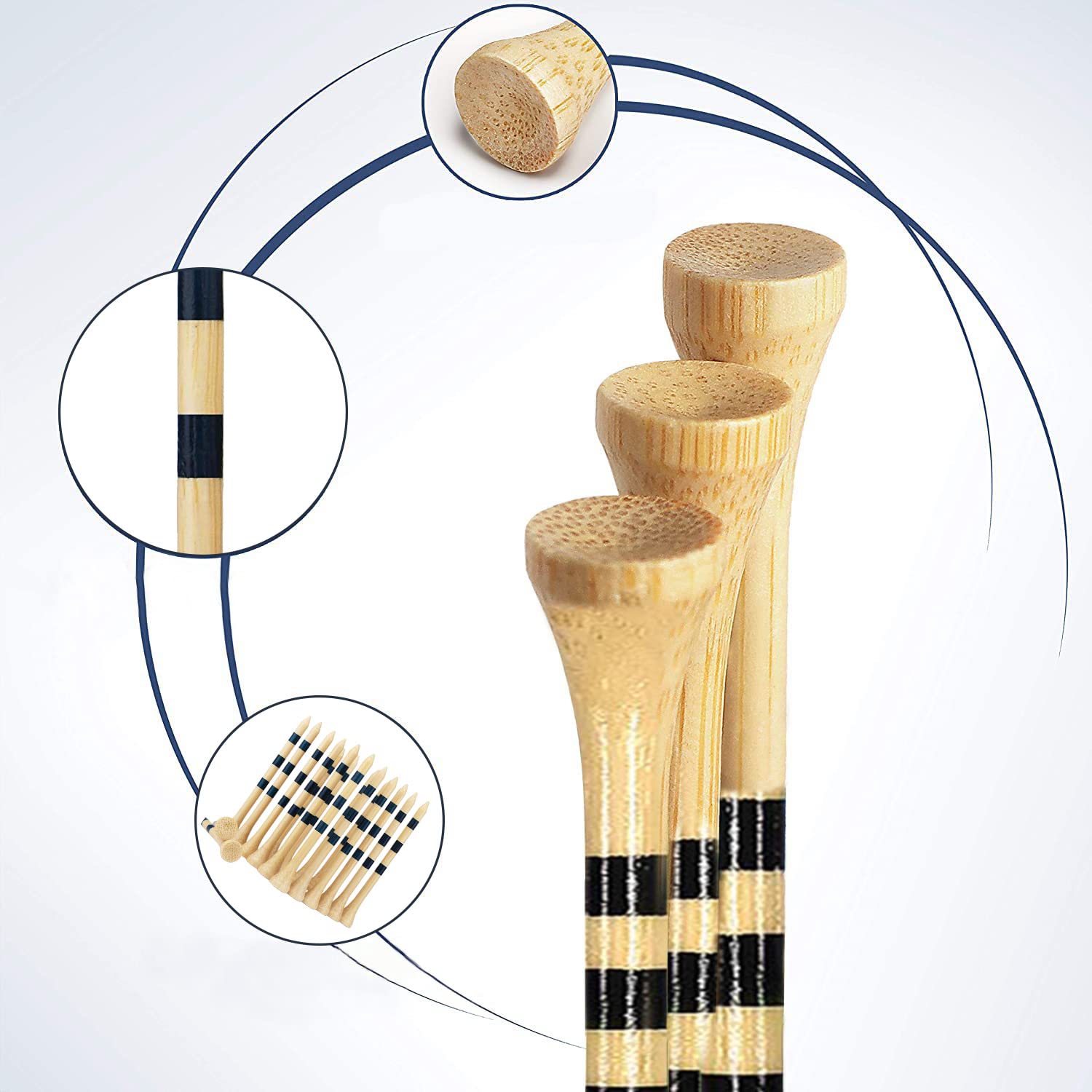 ACONDE Golf Tees - Té de golf de bambú, color amarillo