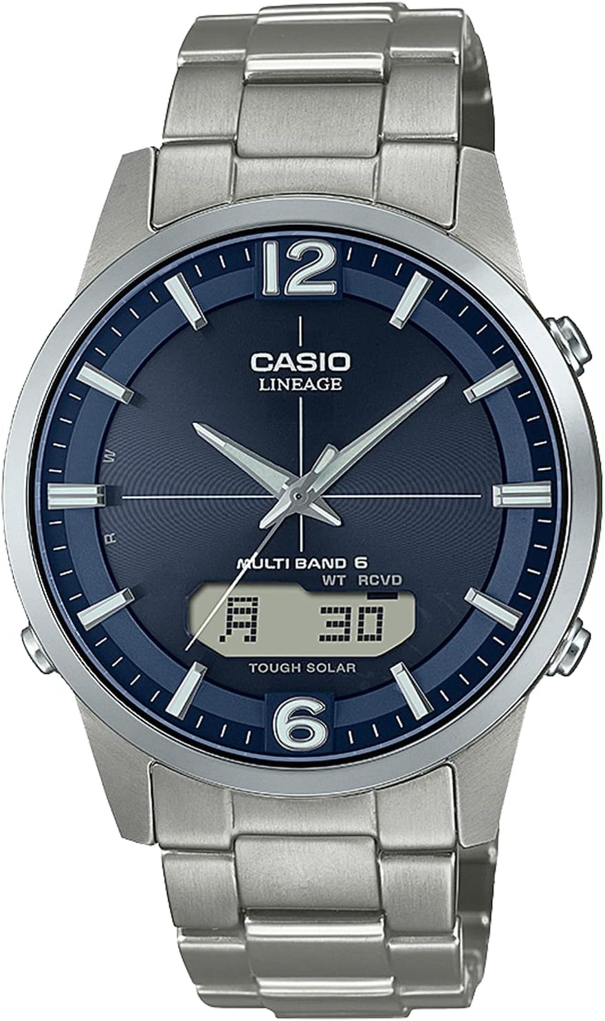 Casio LCW-M170TD-2AJF [Solar Radio Clock Lineage] Titanium Band Watch Imported from Japan Jan 2023 Model Silver/Navy, Silver/Navy, Digital