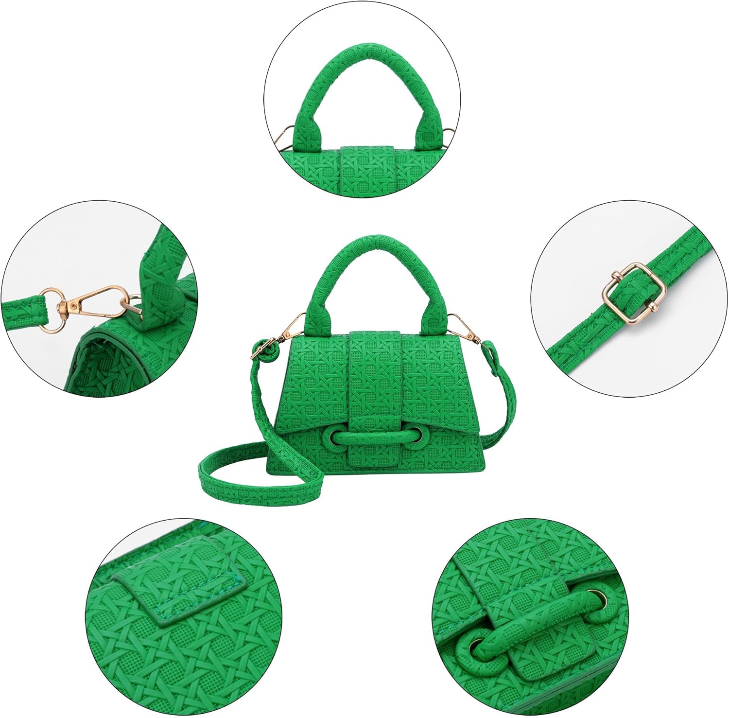 Ayliss Micro Mini Crossbody Handbag Women's Purse Clutch Cute Mini Trendy Bag Top Handle PU Leather Shoulder Bag - Image 7