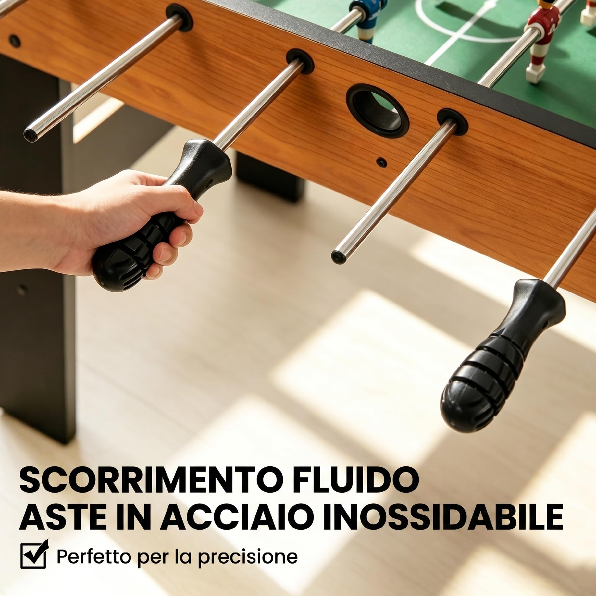 HOMCOM Calcio Balilla Pieghevole Mini Tavolo da Calcio, 22 Giocatori | 2 Palline, 2 Segnapunti Manuali, Maniglie Antiscivolo, Set da Gioco Freestanding per Famiglia, Regalo