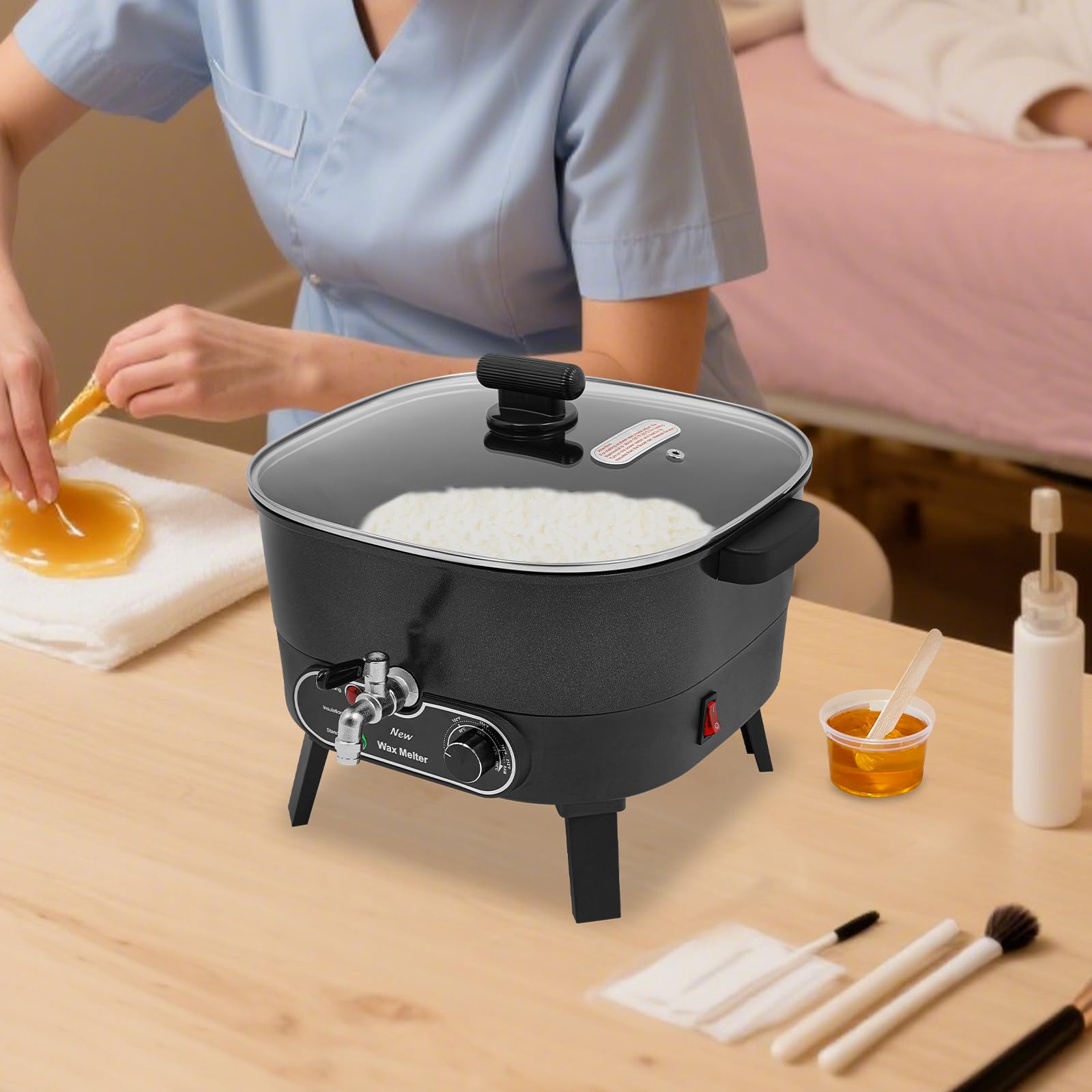 Juego de velas ajustables para fundir la cera, calentador de cera, calentador de cera, olla de fusión, olla de cera para fundir, control preciso para diferentes tipos de cera