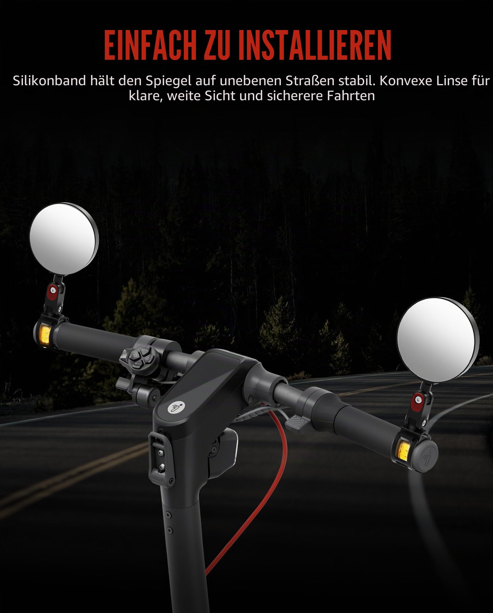 Verstellbare Rückspiegel mit 360°-Drehung (2er-Set) Kompatibel mit allen Segway Ninebot MAX G30 G2 G3 ZT3 Pro GT3 F3 E3 Rollern (außer Air T15), Großwinkelspiegel, HD-Glas, Originalzubehör