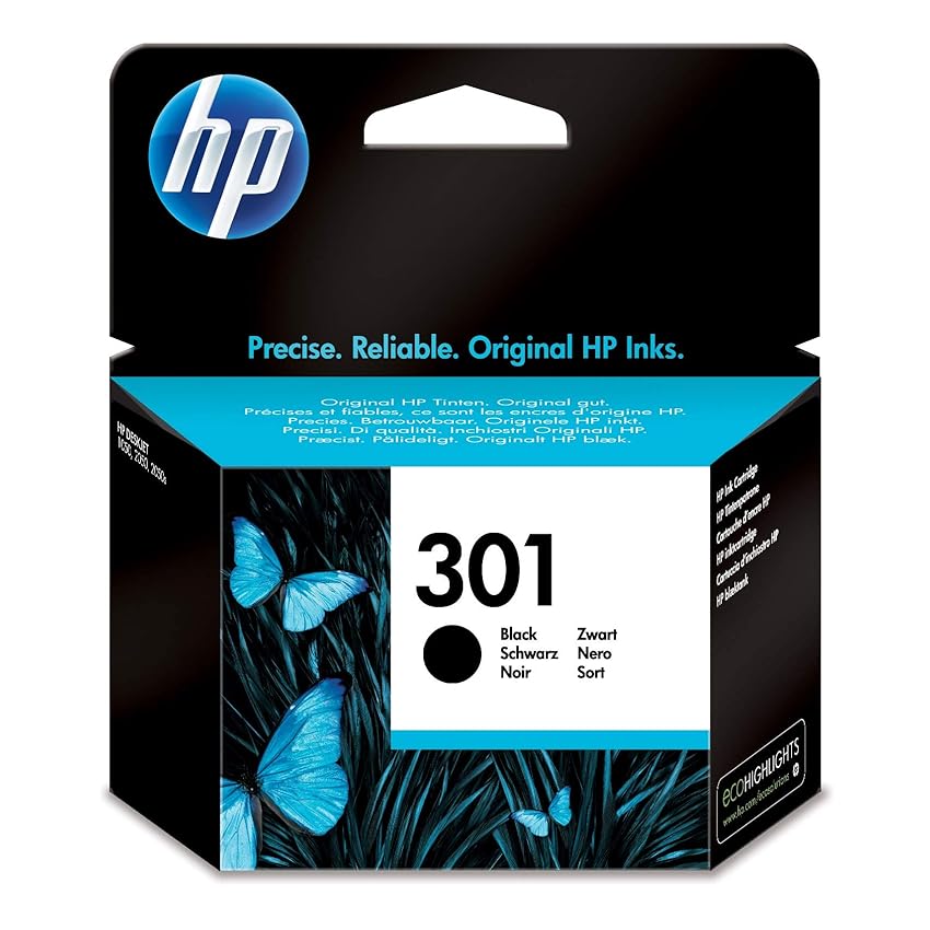 Immagine del prodotto HP 301 CH561EE, Cartuccia Originale HP da 190 Pagine, Compatibili con Stampanti HP DeskJet 1000, 1050 1500, 2000, 2050, 2500, 3000 e 3050, HP Envy 4500 e 5500 e HP Officejet 2600 e 4600, Nero