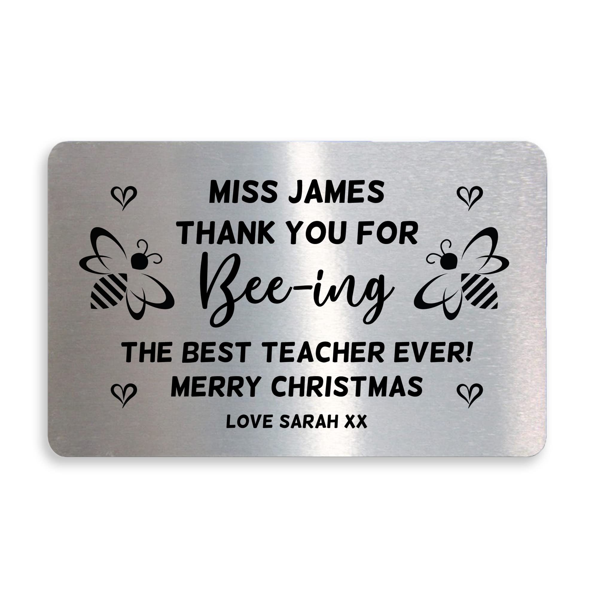 RED OCEAN Personalised Thank You Bee-ing The Best Wallet Insert Gift For Teacher Christmas Keepsake
