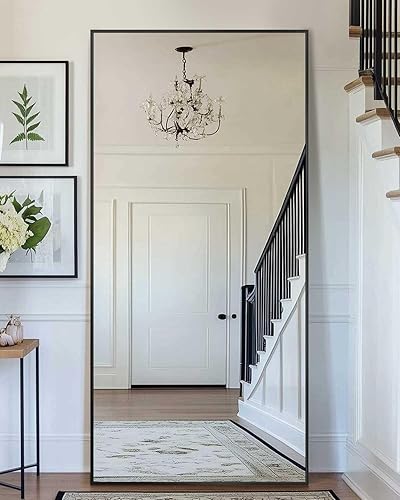 Antok Espejo de longitud completa de 71 x 28 pulgadas, espejo de suelo, espejo de cuerpo completo con soporte, espejo de pared para dormitorio,