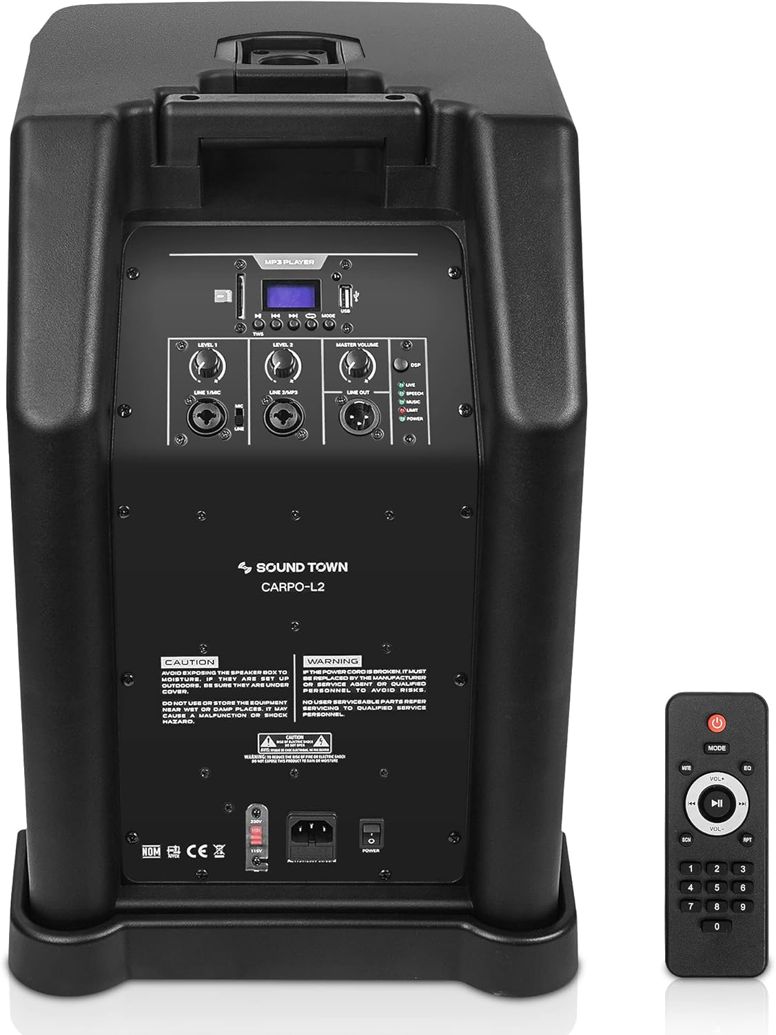 Sound Town CARPO-L2 Subwoofer Rear Panel