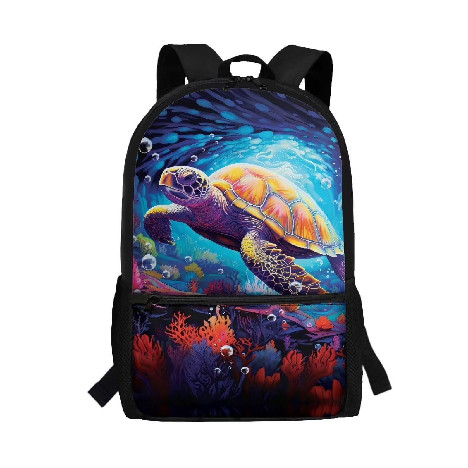 Dngkaoje Oceans Turtle School Backpack for Kids Girls Boys Bookbag,Blue Sea Turtle Print School Bag Large Capacity Travel Rucksack for Elementary Middle School Travel Daypack