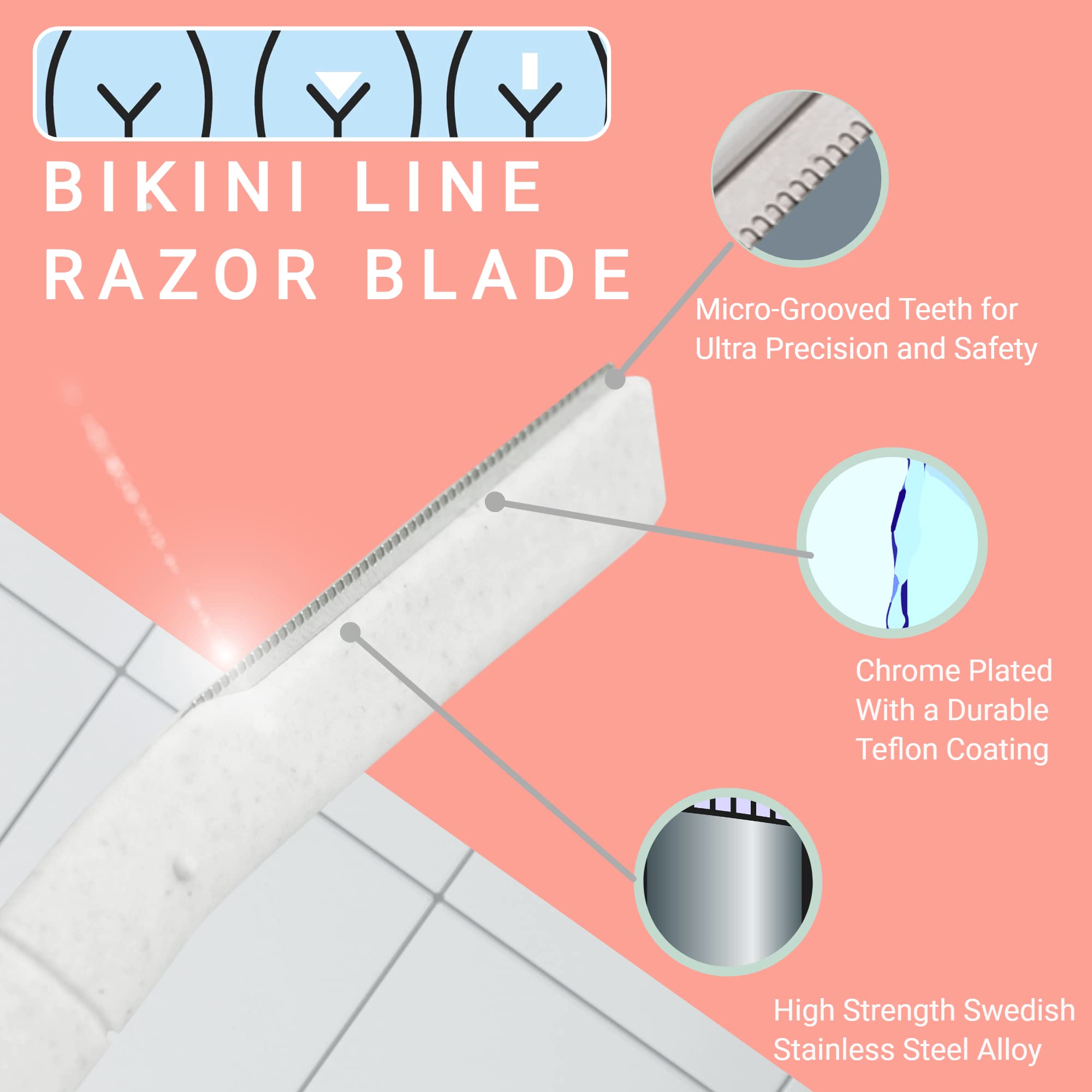 Amazon.com: Bikini Razor For Women - Pubic Hair Removal Kit – Shaving Razor  with 5-Blades (4 Count) Has Gel Strip + Handle + 2 Bikini Line Touch-Up  Skin Shavers – Sensitive Trimmer