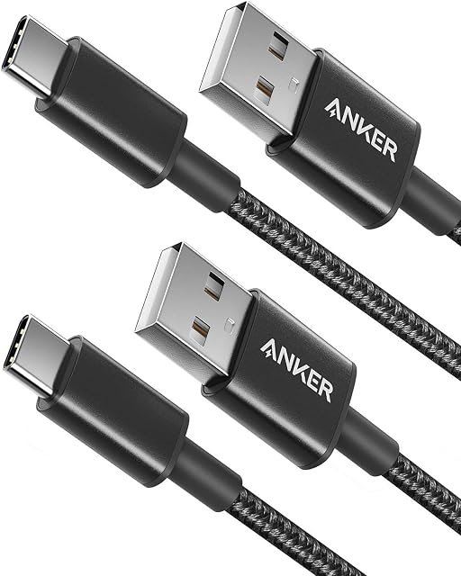 Anker USB-A to USB-C Charger Cable (3ft Nylon), 331 Cable, USB C to USB 2.0 Double Braided Nylon Type C Cable for Samsung Galaxy S8 S8+ S9 S9+, HTC 10, Sony XZ, LG V20 G5 G6, Xiaomi 5,Pack of 2