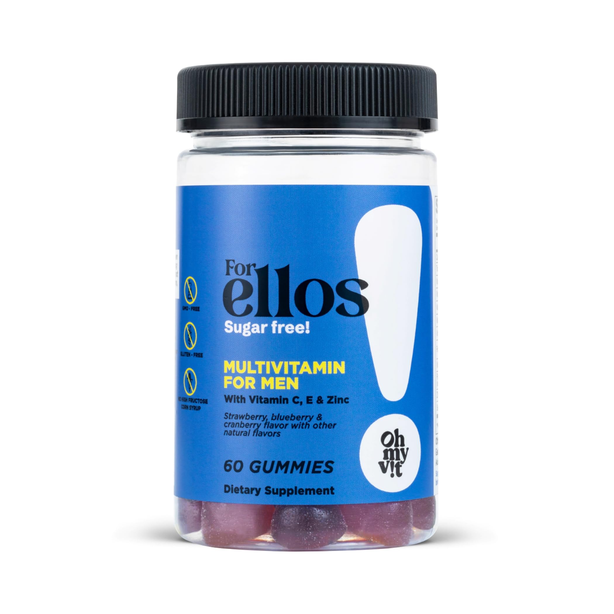for Ellos Men’s Multivitamin Gummy with Vitamins C, E, and Zinc, Sugar Free Berry Flavor, 60 Count