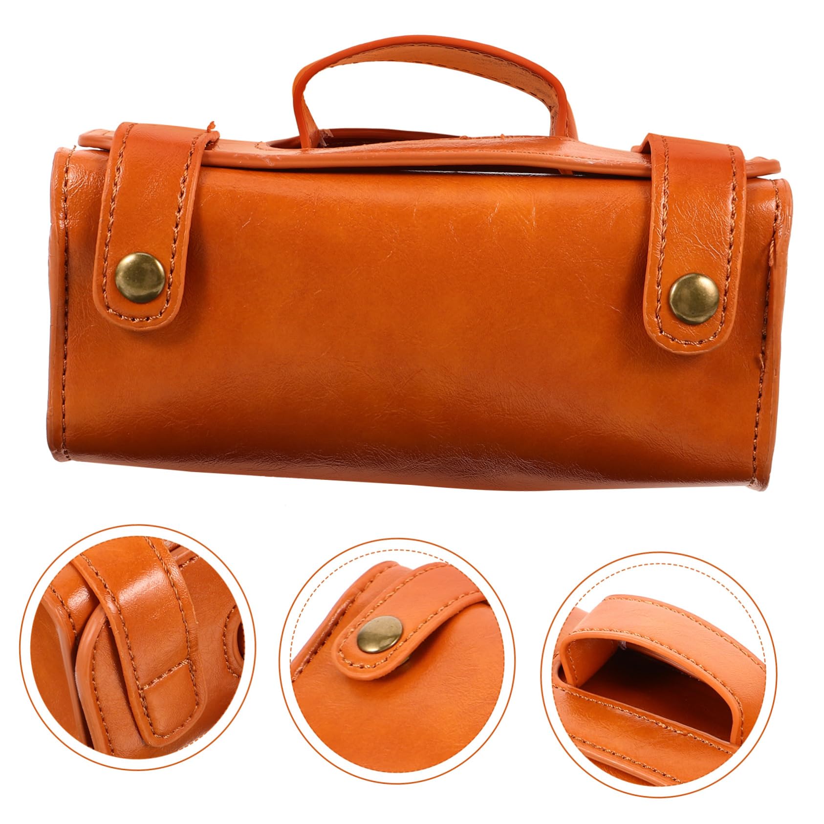 Neceser De Viaje De Gran Capacidad para Afeitadora, Funda Protectora Antiarañazos De Cuero PU Marrón, Portátil y Resistente Al Agua, Organizador Masculino para Cuidado Personal