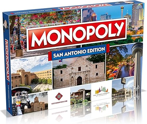 Monopoly Juego de mesa San Antonio Edition: 2-6 jugadores Juegos de mesa familiares para niños y adultos, juegos de mesa para niños de 8 años en