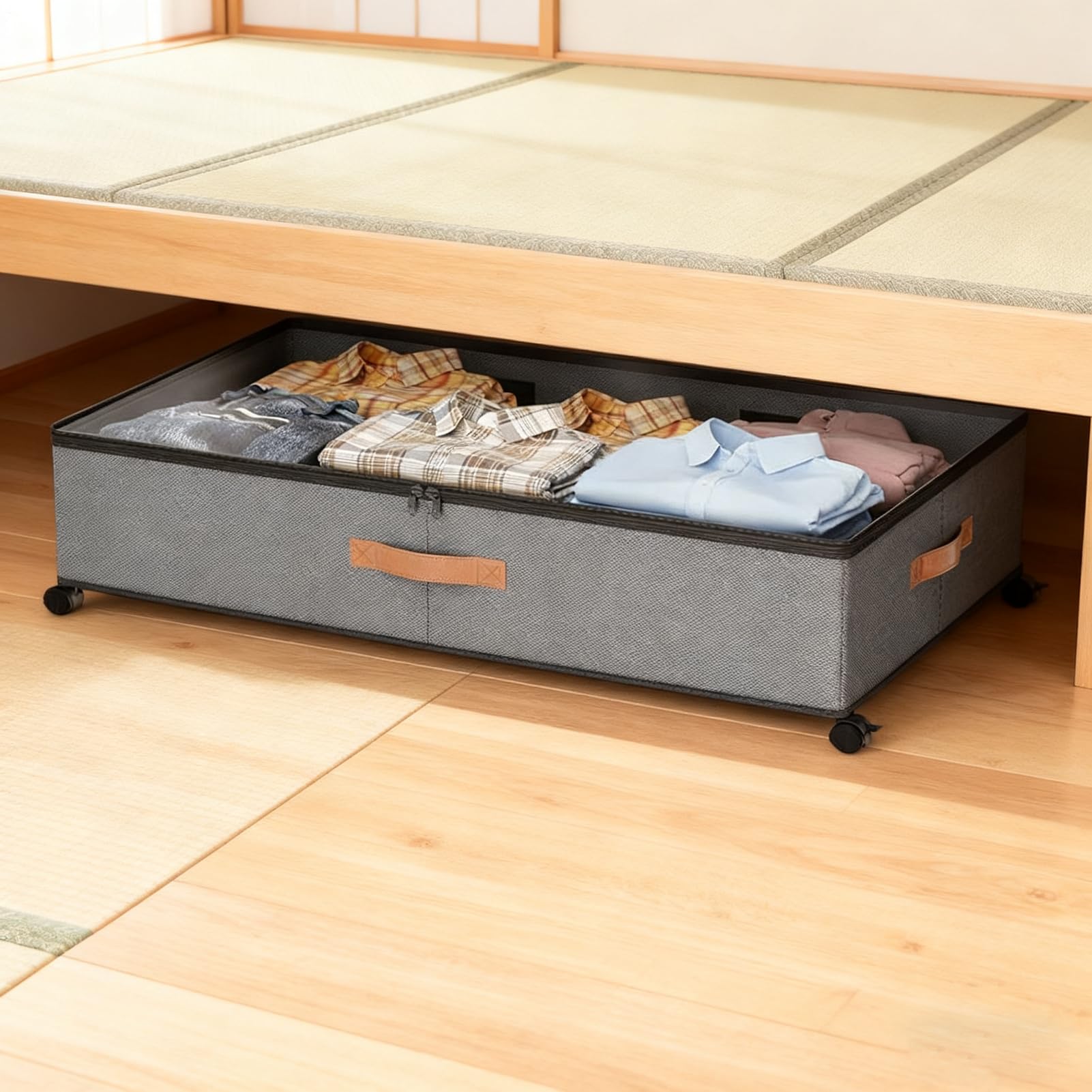 Contenitore Per Sotto Il Grande Organizzatore Con Coperchio | Grande Deposito Sotto per Vestiti Per Scarpe Vestiti Lenzuola Giochi Coperte Biancheria Camera Soggiorno Dormitorio
