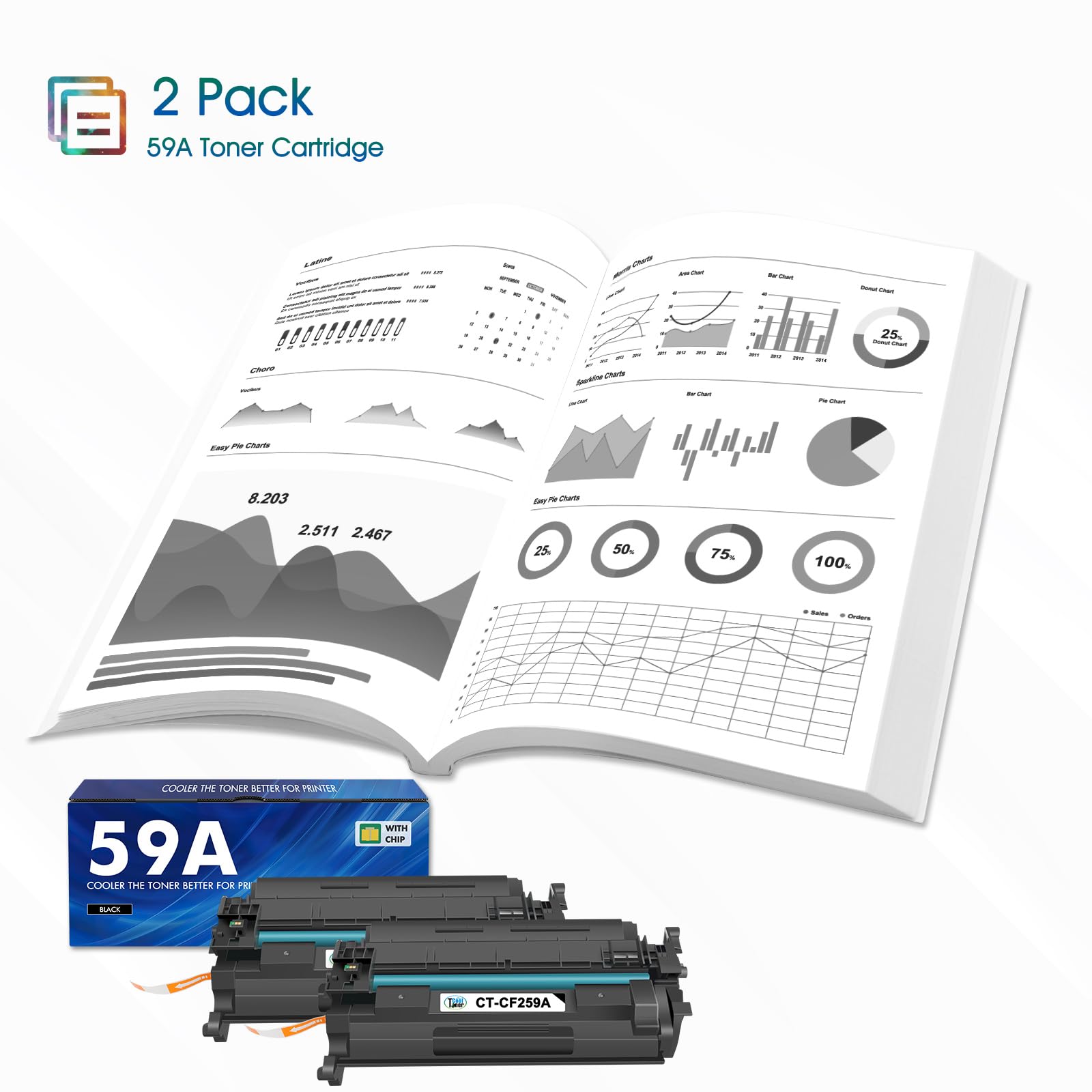 59A CF259A Mit Chip Kompatibel Toner für HP 59A M428dw Toner Schwarz 2-Pack | CF259X 59X für LaserJet Pro MFP M428dw M404dn M404n M428fdw M428fdn M404dw M304n M304dn M404 M428 M304 M304D Drucker