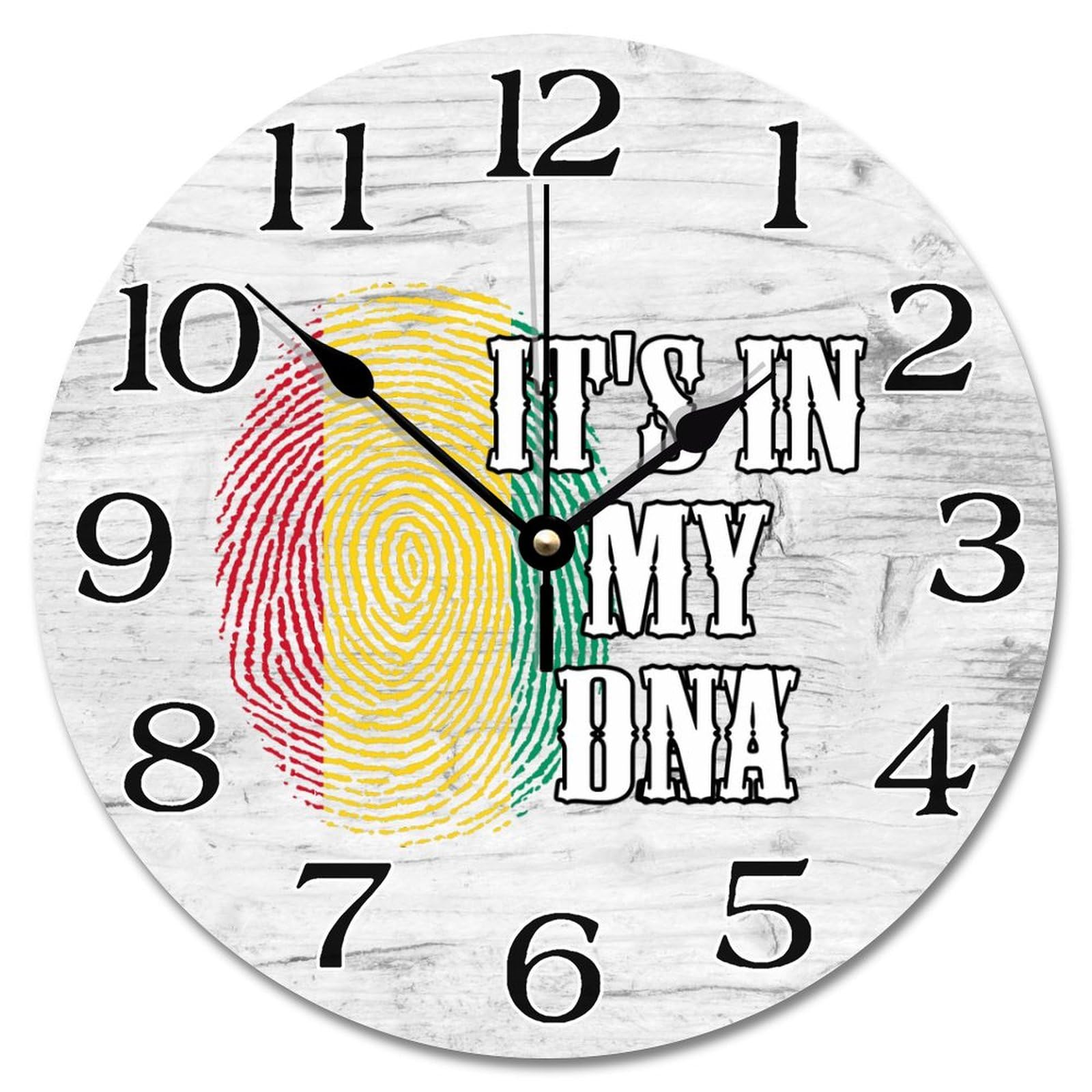 Horloge guinée en bois de 25 cm avec empreinte digitale patriotique
