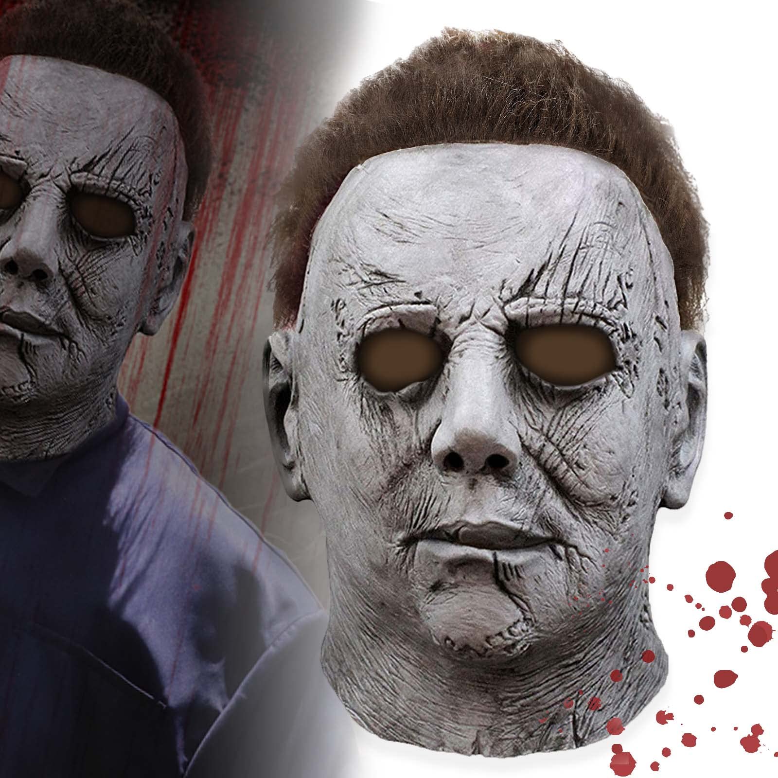 Michael Myers Masks Adult Kids Latex Michael Myers Face Cosplay Mask With Hair For Halloween Kills Scary Cosplay Costume Theme Party Props Movies 1978, 2022