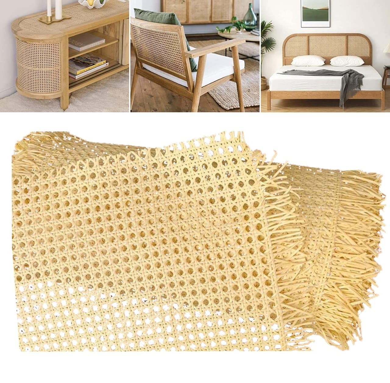Rattan Cane Mat Roll for Furniture Weaving, Basket Chair Cabinet Decoration, Almirah Furnishing (Nutuaral, 36x18 Inch) 2