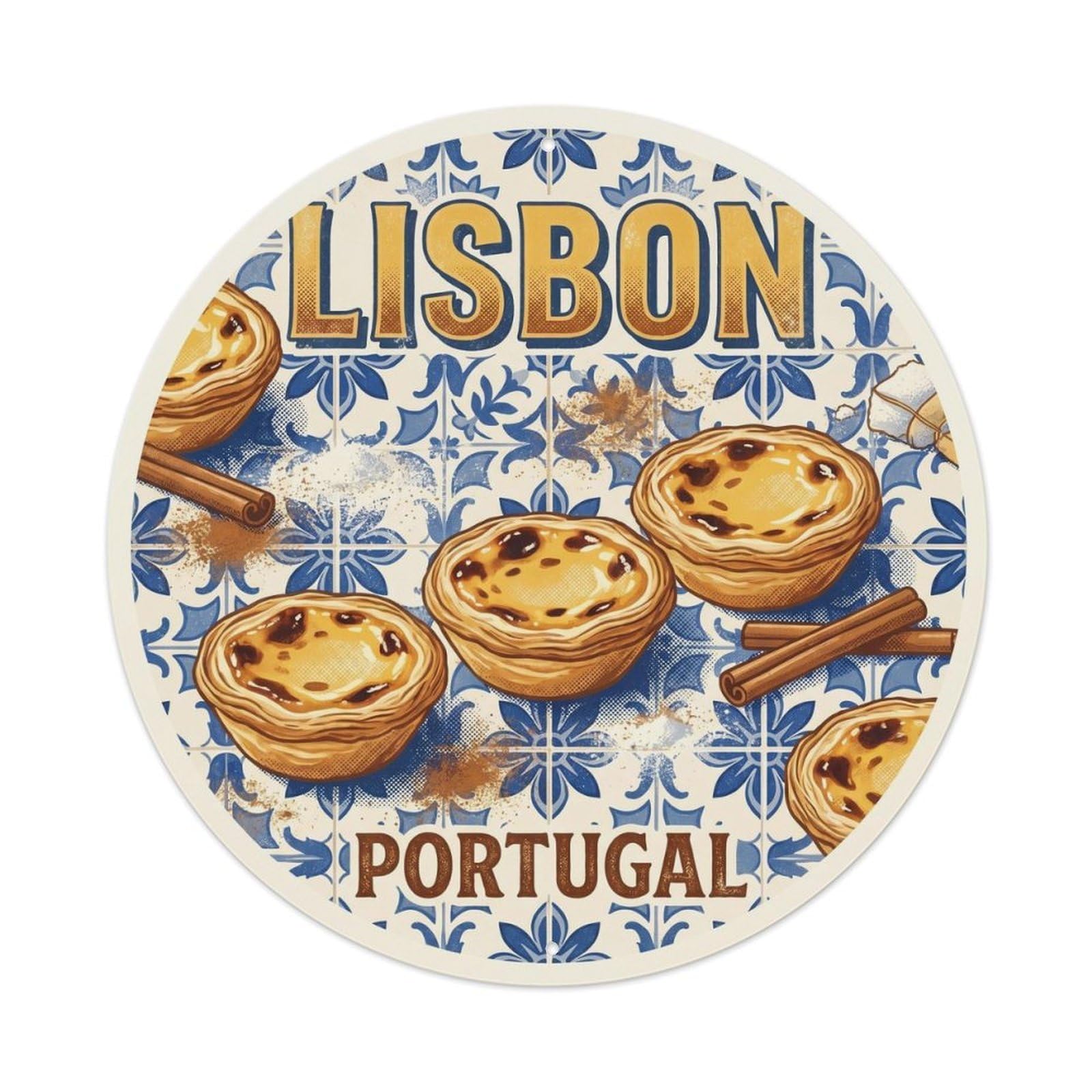 Olhnbad Style Portugal Lisbon Pasteis City Travel Portuguese Heritage Metal Tin Sign