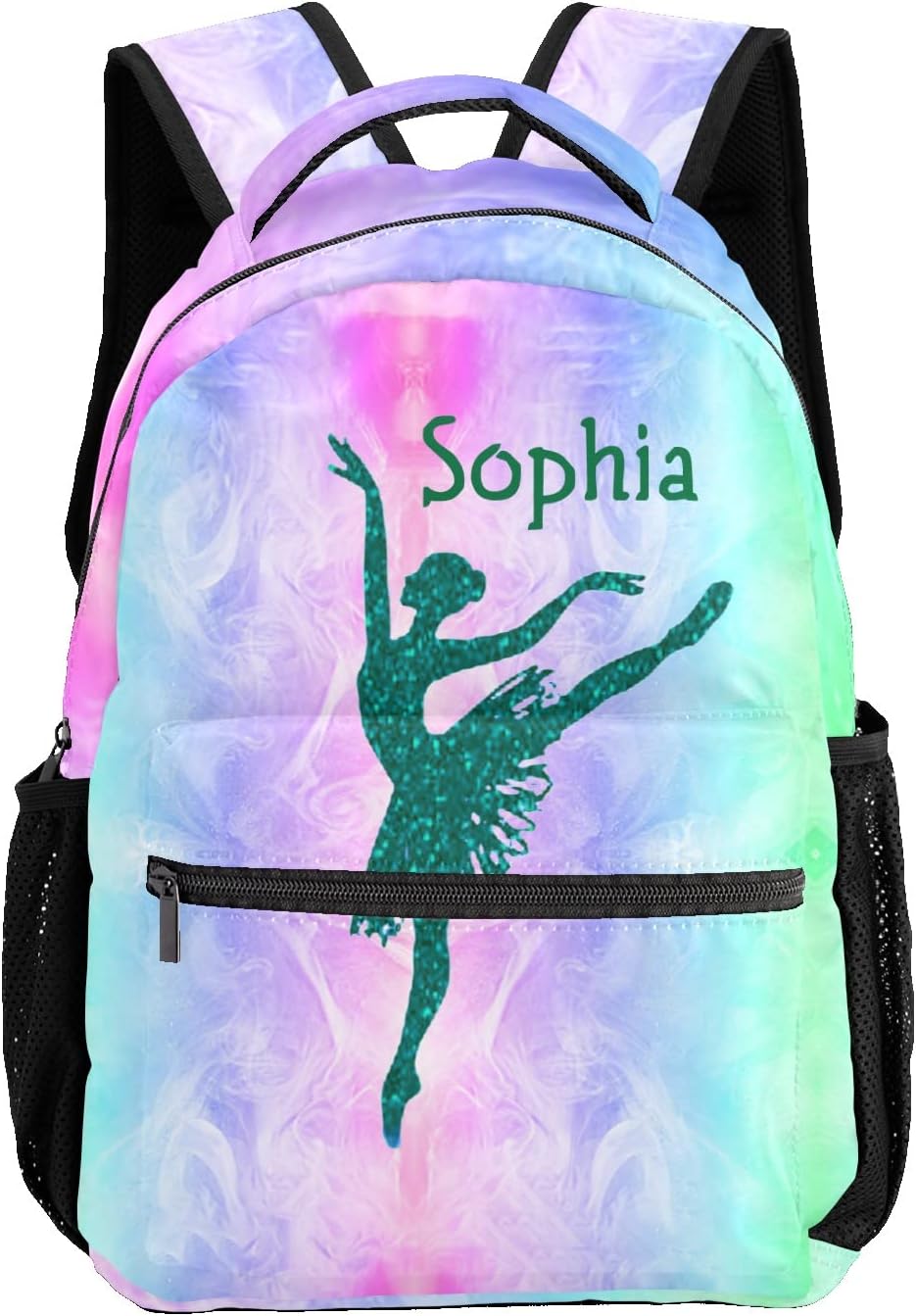 Custom Love to Dance Ballerina Green Personalized Causual Shoulder Bag Sports Leisure Camping Backpack for Women Men