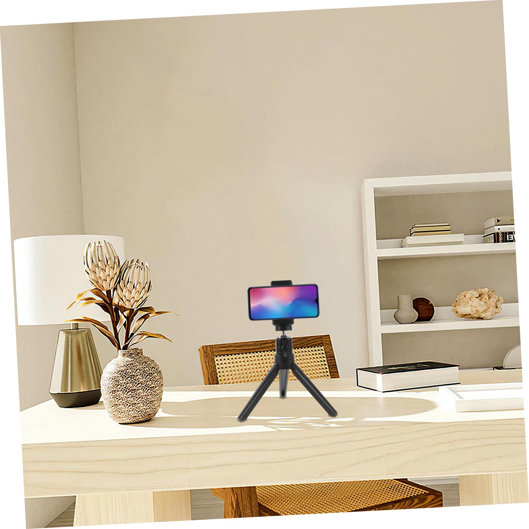 KALLORY 1Set Mini Tripod Phone Holder Table Stand for Live Streaming Recording and Vlogging Compact Tripod Compatible with Smartphones for Office and Home Use