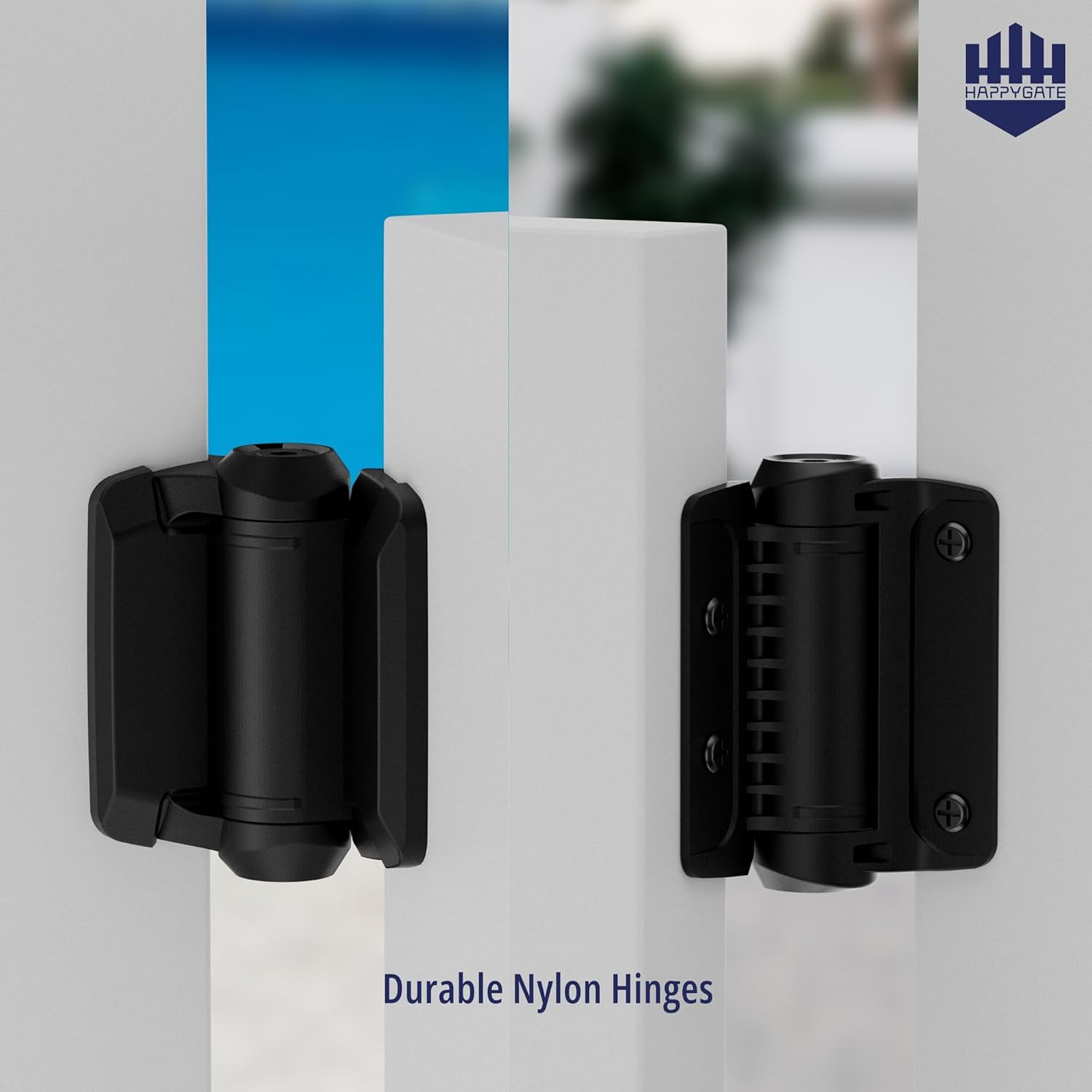 Self Closing Gate Hinges Heavy Duty, Adjustable Heavy Duty Gate Hinges Pool Safety Hinge with Safety Cap, Tension Spring Black Door Hinges Fence Hinges for Outdoor Gates, Metal Gate, 2 Pack
