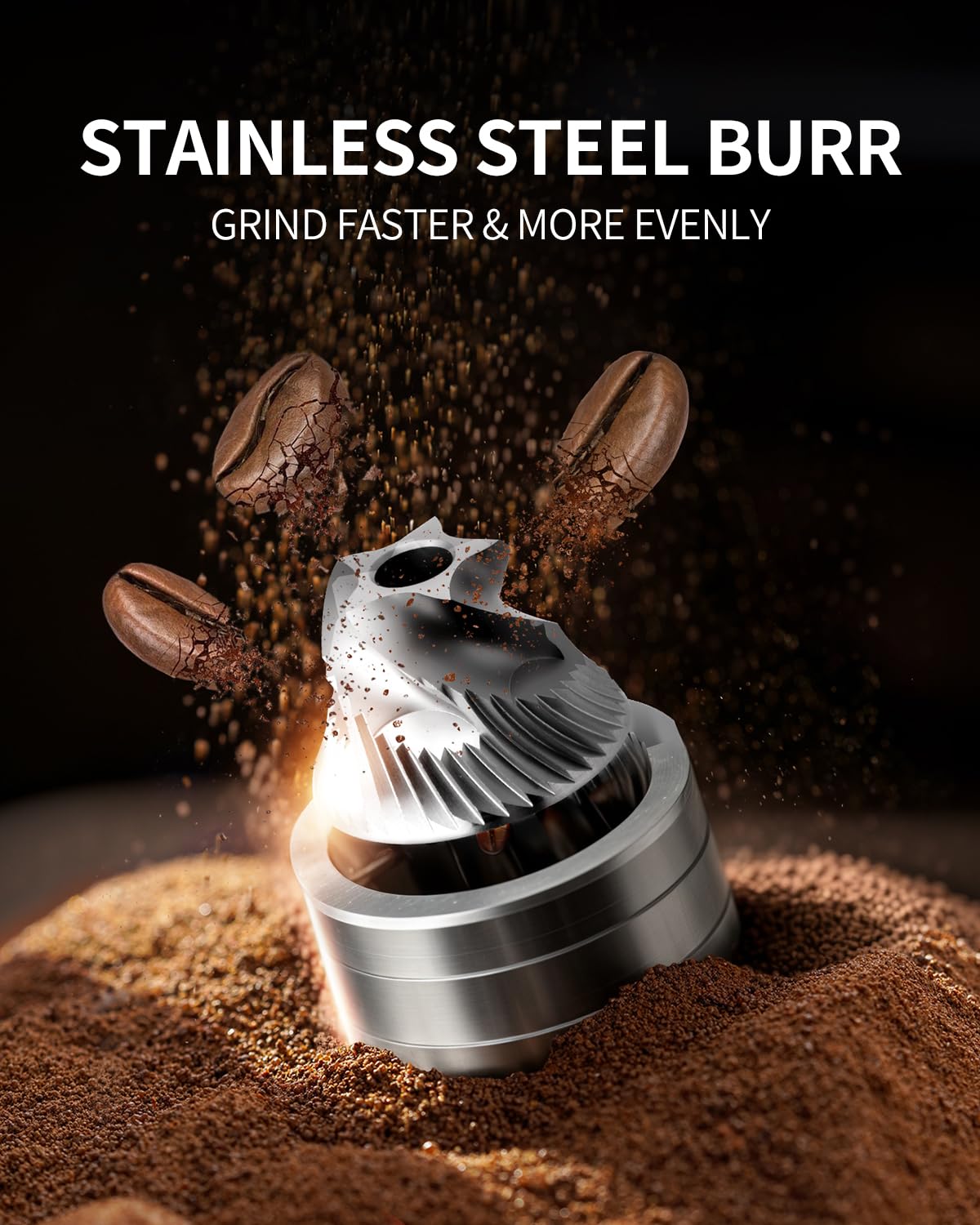 CIRCLE JOY Mini Molinillo de Café Manual Portátil con Muelas Cónicas de Acero Inoxidable y 40 ajustes externos, Molinillo de Café de Mano de Acero Inoxidable para Casa, Camping y Viaje, Plateado