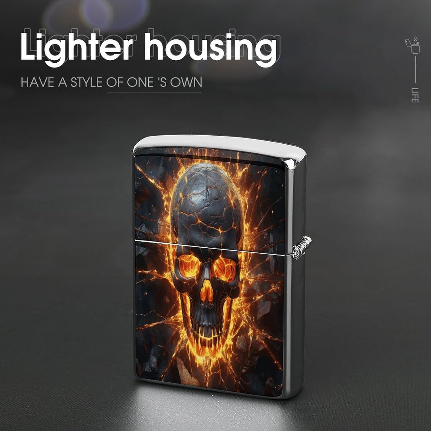 Shattering of Skull Metal Lighter Case Cover Lighter Sleeve