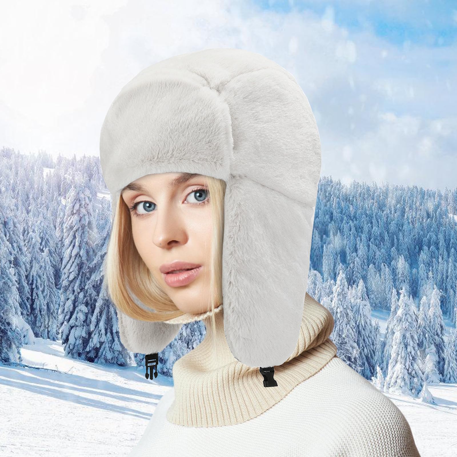 2 Piezas Gorro de Aviador Cálido de Invierno, Gorro Ruso Sombrero, Orejeras Cálido de Piel Sintética, Resistente Al Viento y a la Nieve para Hombres y Mujeres