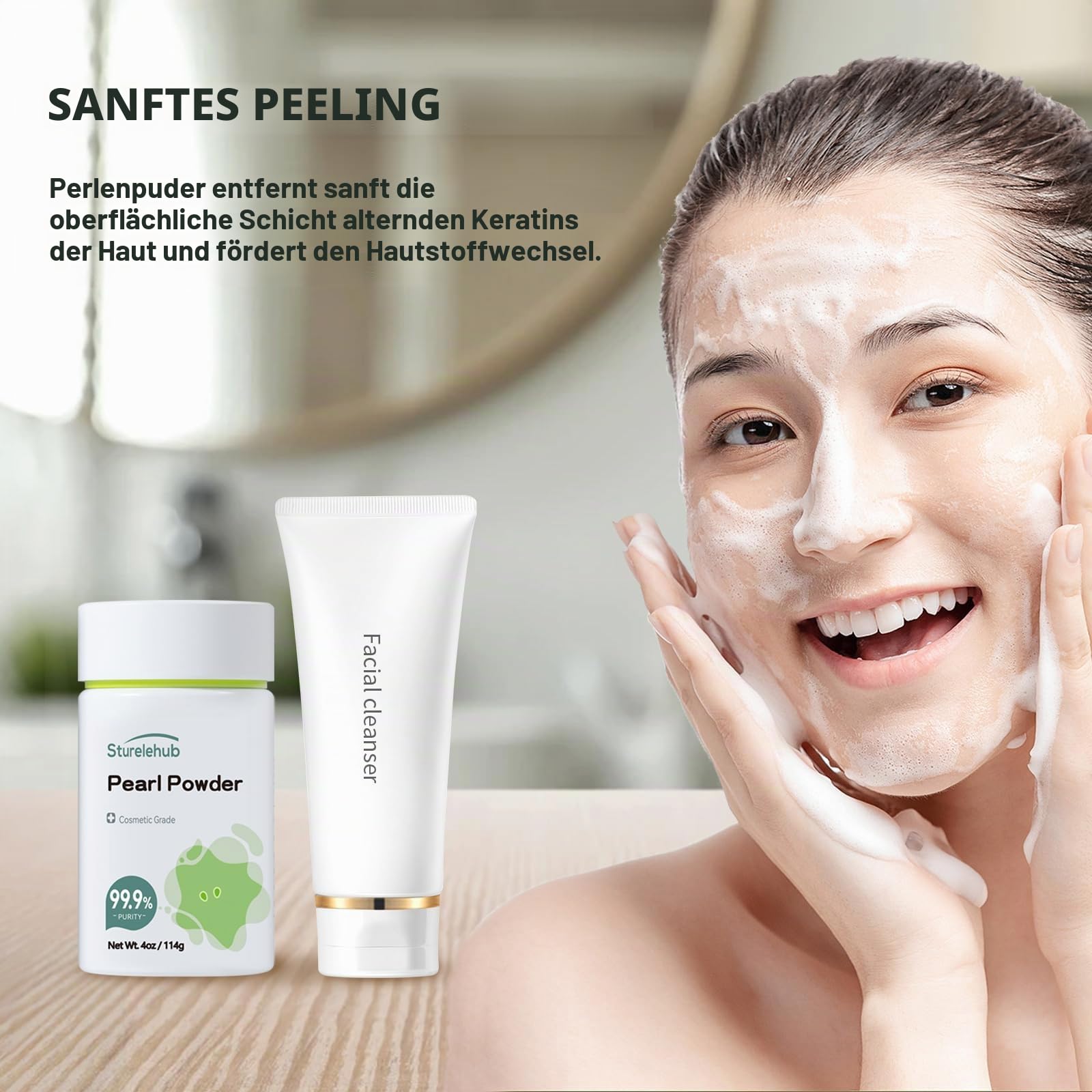 Perlpulver, 114 g, 99,9 % Reinheit, Kosmetikqualität, Bio-Perlenpuder für hausgemachte Masken, Cremes und Lotionen, Bio-Perlenpuder für Heimkosmetik