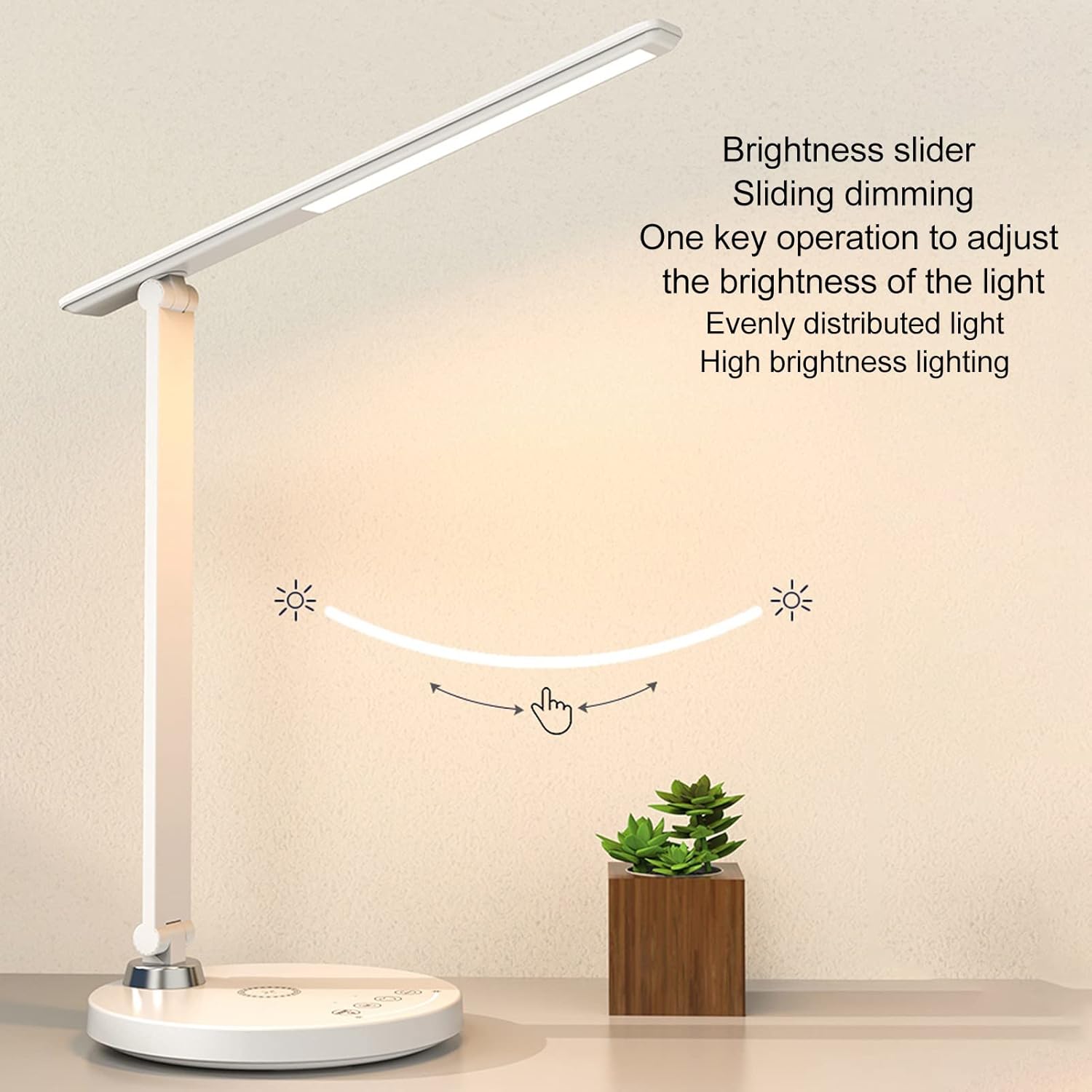 Yoidesu LED Desk Lamp, Touch Control LED Table Lamp with 5 Lighting Color Modes Stepless Dimming, Eye Caring Task Light with USB Charging Port for Working Reading Office