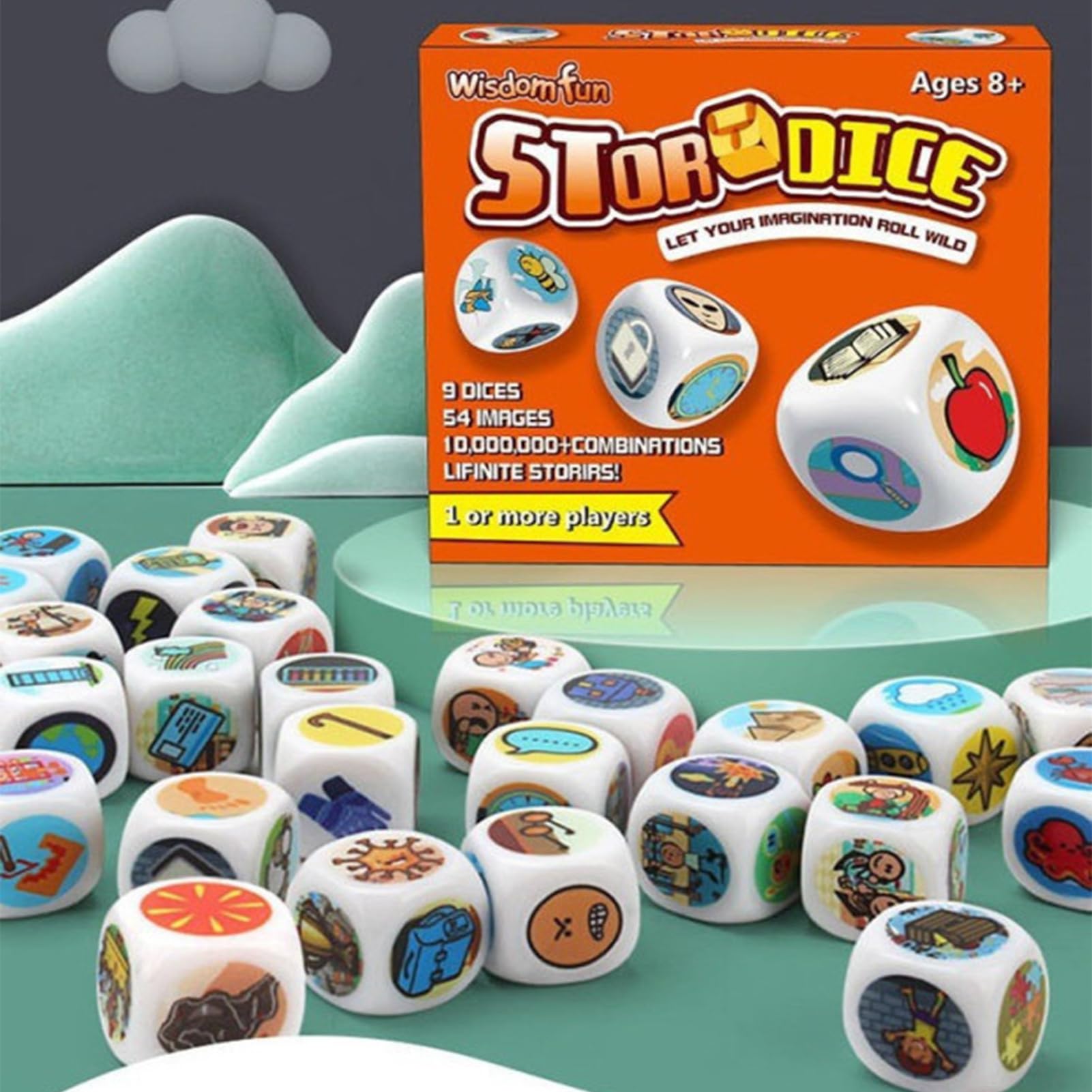 Story Dice Cubes Toy, Storytelling Dice Set, 54 Iconic Storytelling Game Cube, Emotions Resources Play Game For Children