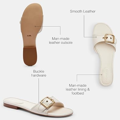 COACH Women's Margot Leather Flat Sandals