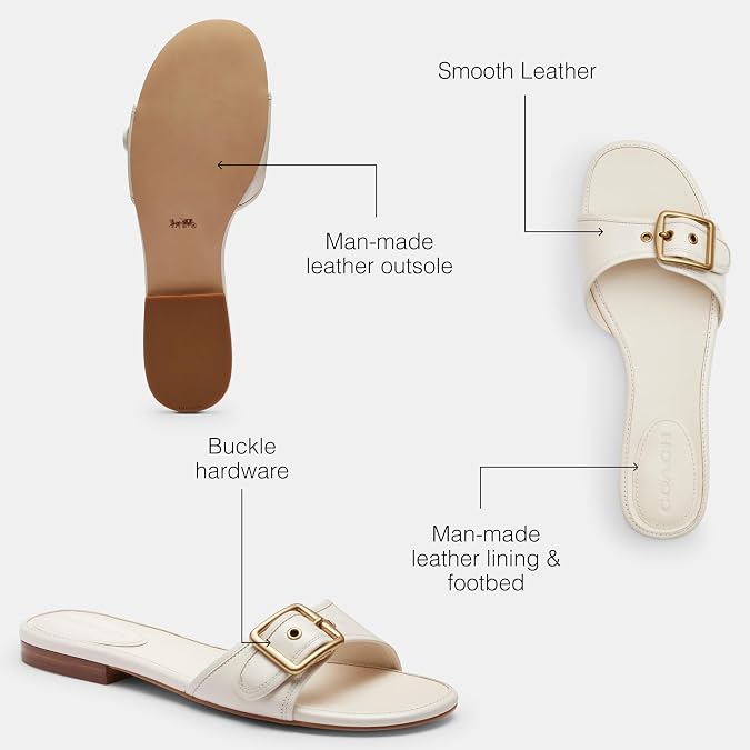 COACH Women's Margot Leather Flat Sandals