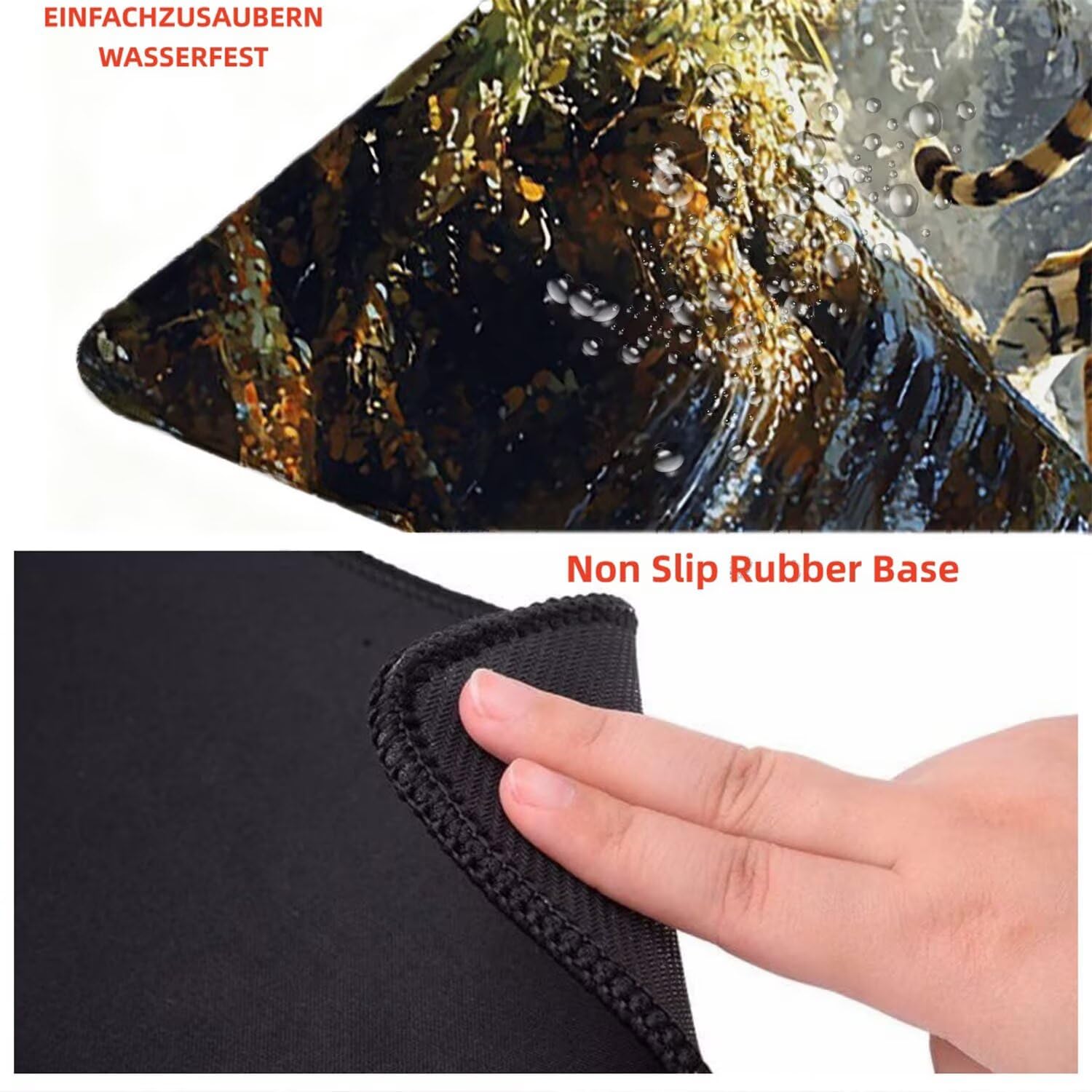 Podkładka pod mysz XXL Tiger Falls 1200x600x3 mm duża podkładka pod mysz szyte krawędzie wodoodporna antypoślizgowa duże rozszerzone akcesoria biurowe do PC, komputer poprawia dokładność i szybkość