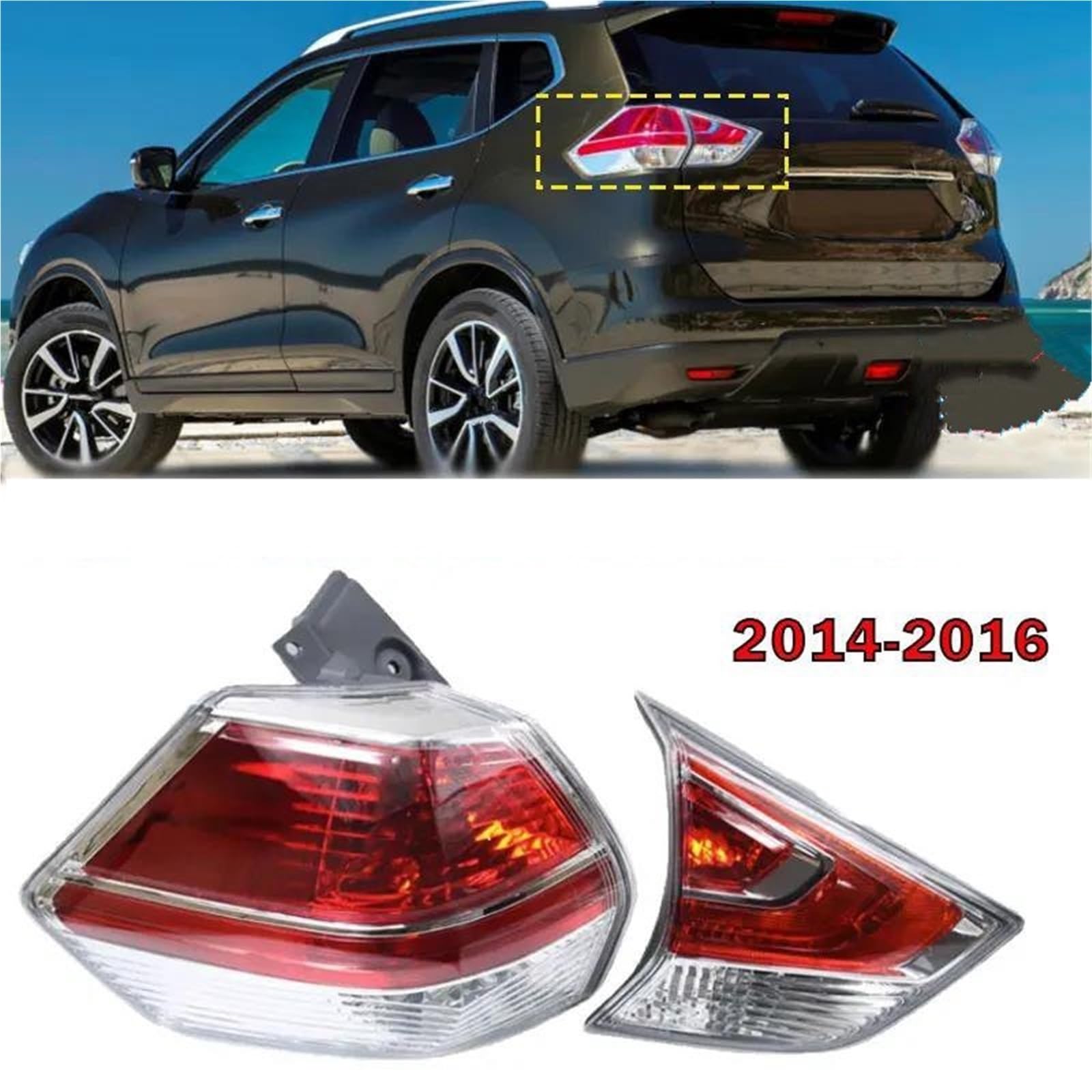 Genérico Fanal Trasero Luces Traseras Para Automóvil Para NISSAN Para X-TRAIL T32 (2014-2016) Incluye Luz Antiniebla Luz De Freno Intermitente (sin Bombilla) Luz antiniebla trasera(BIEN,Outside)