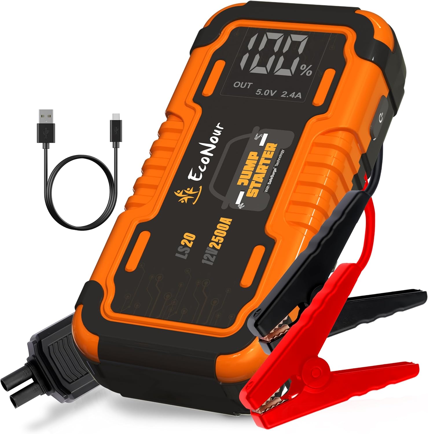 EcoNour 2500A Portable Jump Starter for 12V Vehicles