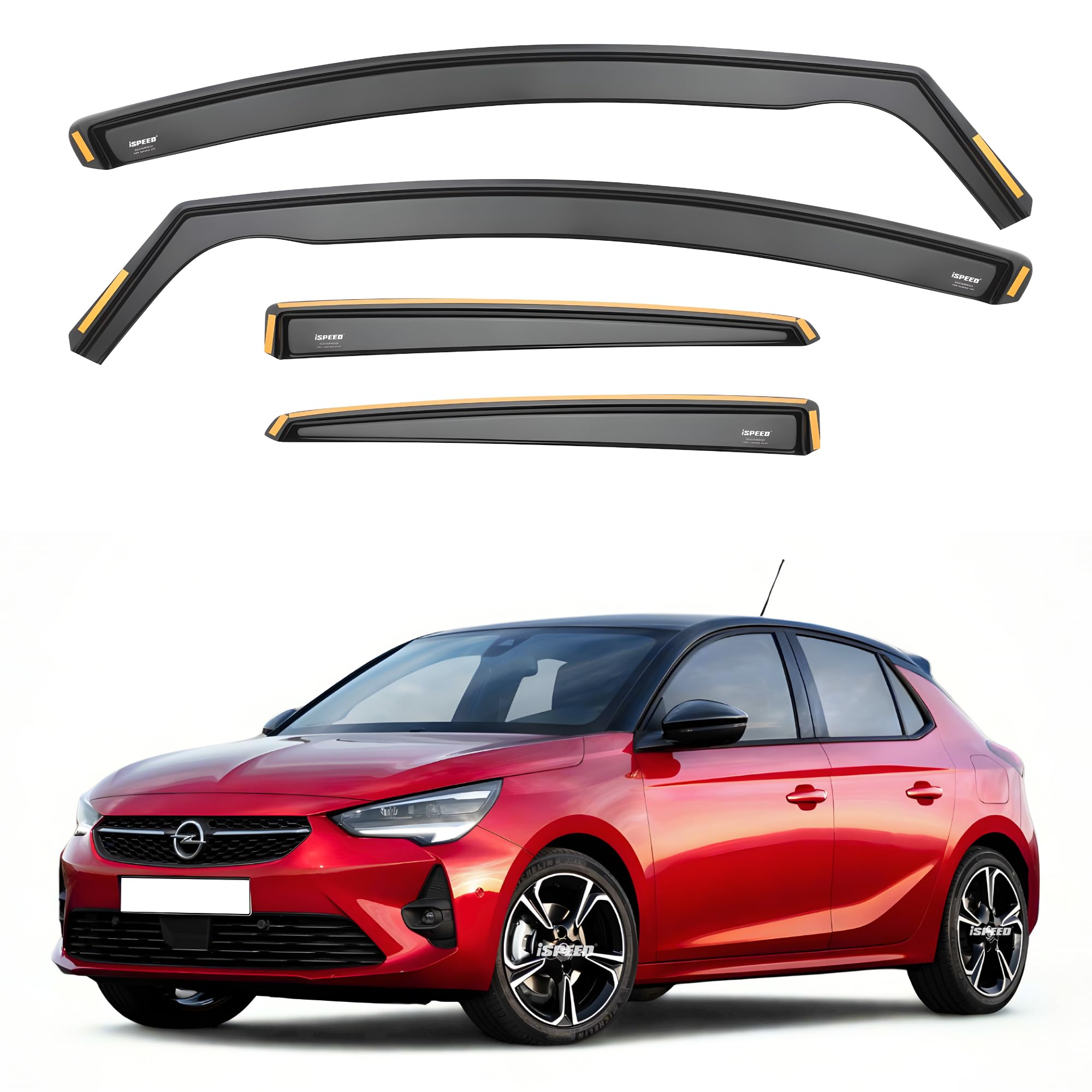 IspeedPremium Wind Deflectors for VAUXHALL CORSA F/Corsa-e Electric 5-door 2020-onwards 4 pc - Keep Your Car Ventilated in Rain - Reduce Wind Turbulence - In-Channel Type