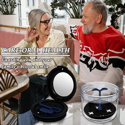 Miniatura 2 de Estuche de dentadura postiza, baño de prótesis absolutamente a prueba de fugas, práctico estuche de dentadura con colador para dentaduras,