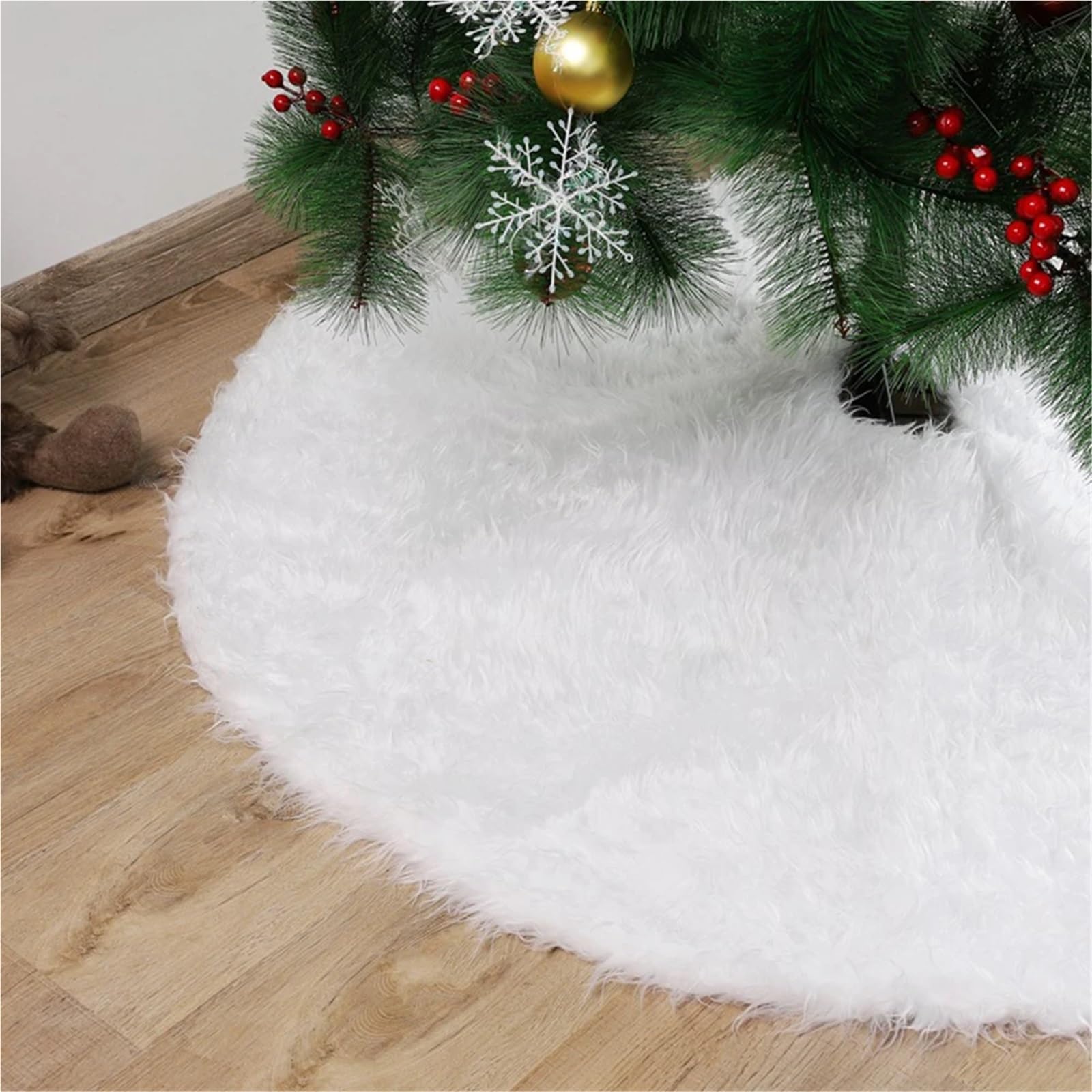tappeto albero di natale Tappeto for alberi di Natale, gonna rotonda bianca, grande, for decorazioni for feste Capodanno(120cm)