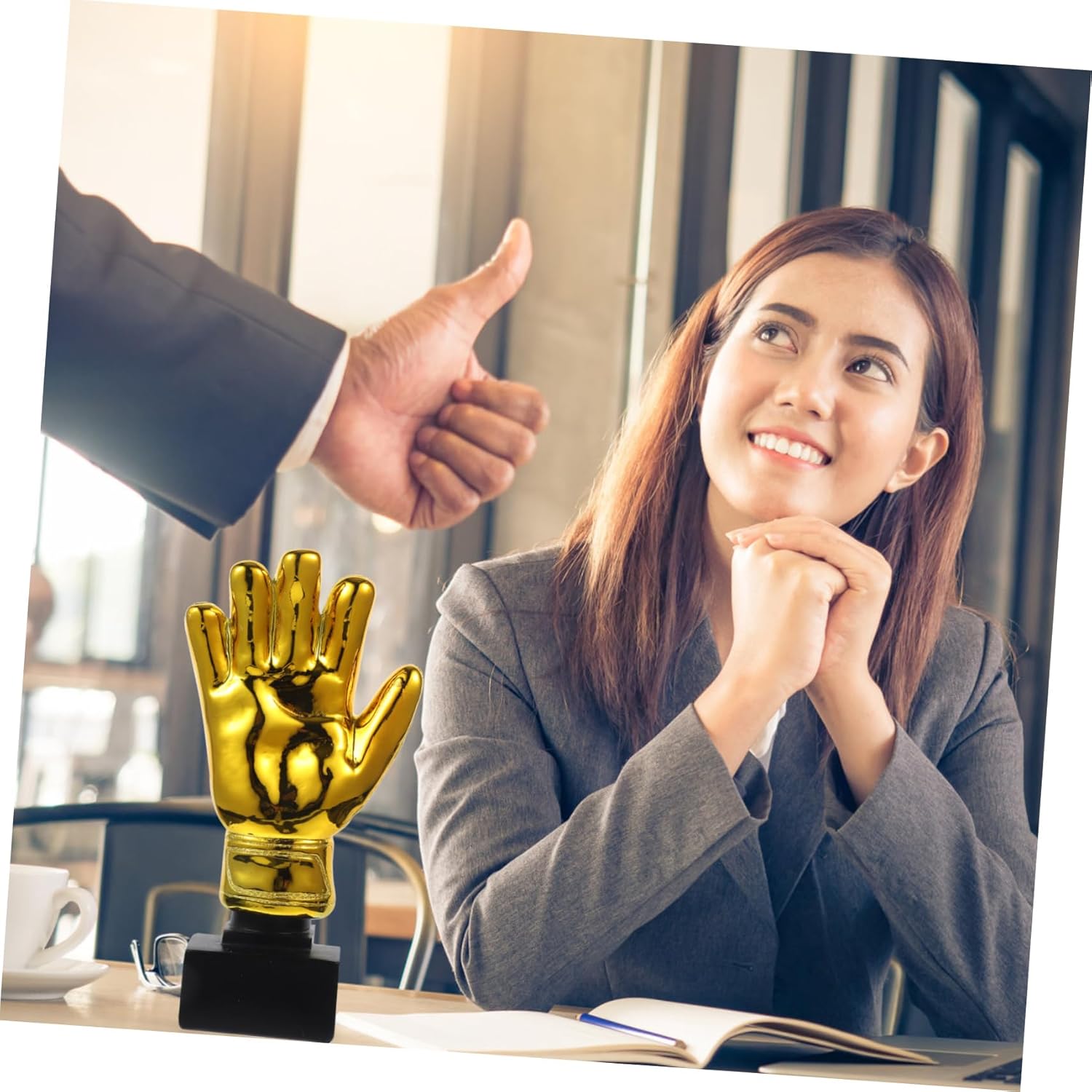 Golden Goalkeeper Gloves Trophy Award for Soccer Match Resin Design with Base for School Prizes and Recognition for Office Decor and Kindergarten Celebrations