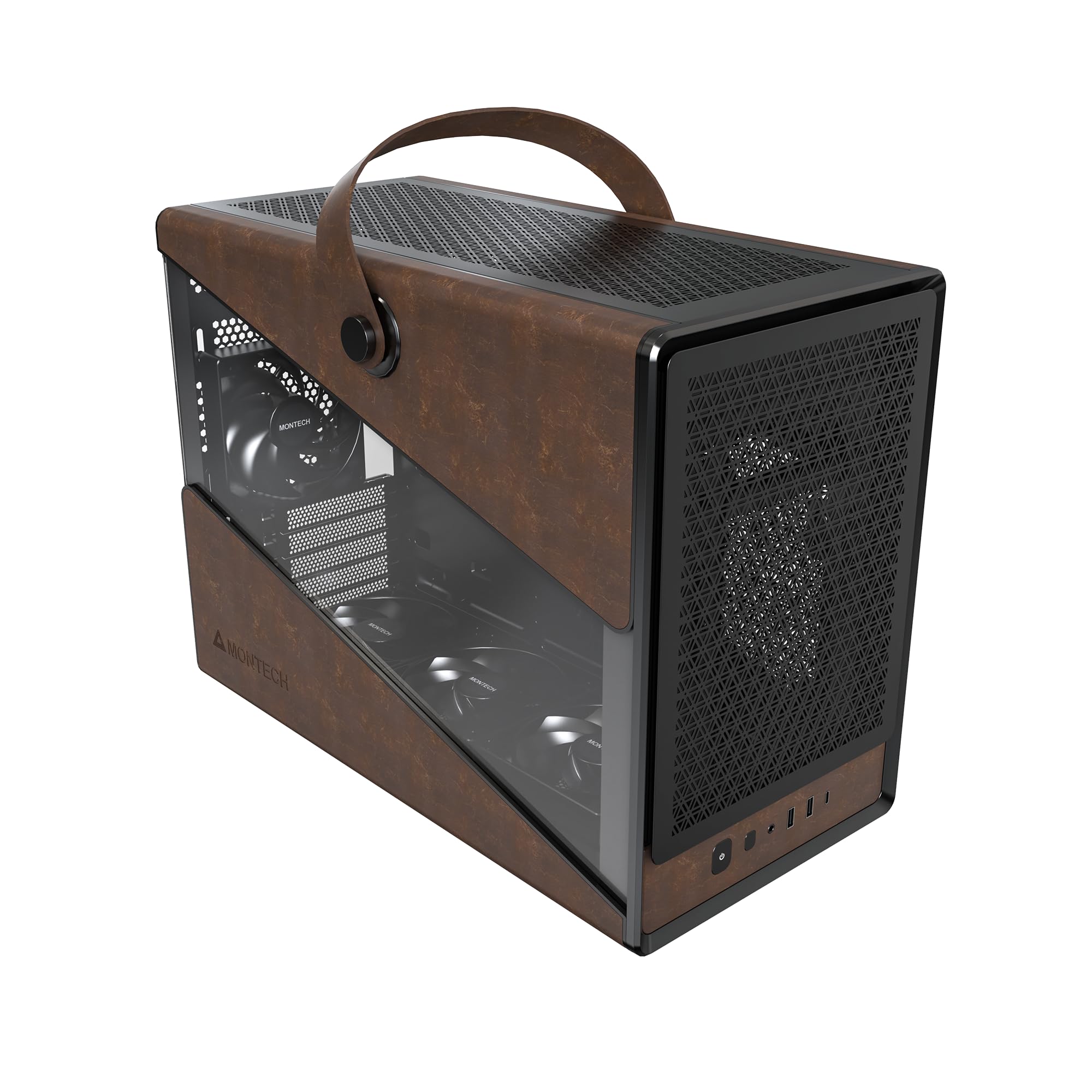 MONTECH Heritage PRO mATX パソコンケース MONTECH Heritage PRO mATX, chassi compacto de couro para jogos com