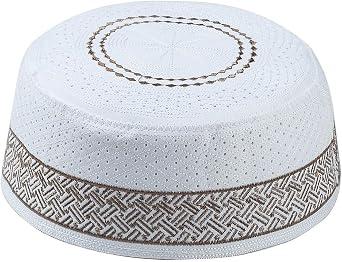 Mens Prayer Kufi Hat Vintage Embroidery Mixed Polyester Cotton Arab Headwear Bonnet